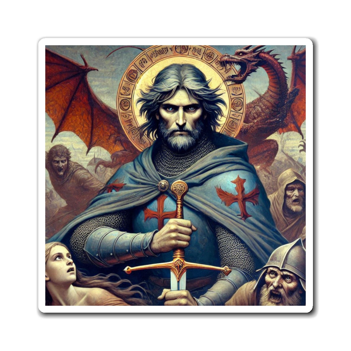 Heroic Fantasy Art Magnet, Mythical Decor, Gift for Collectors, Kitchen Magnet, Vintage Style Art, Fantasy Home Decor