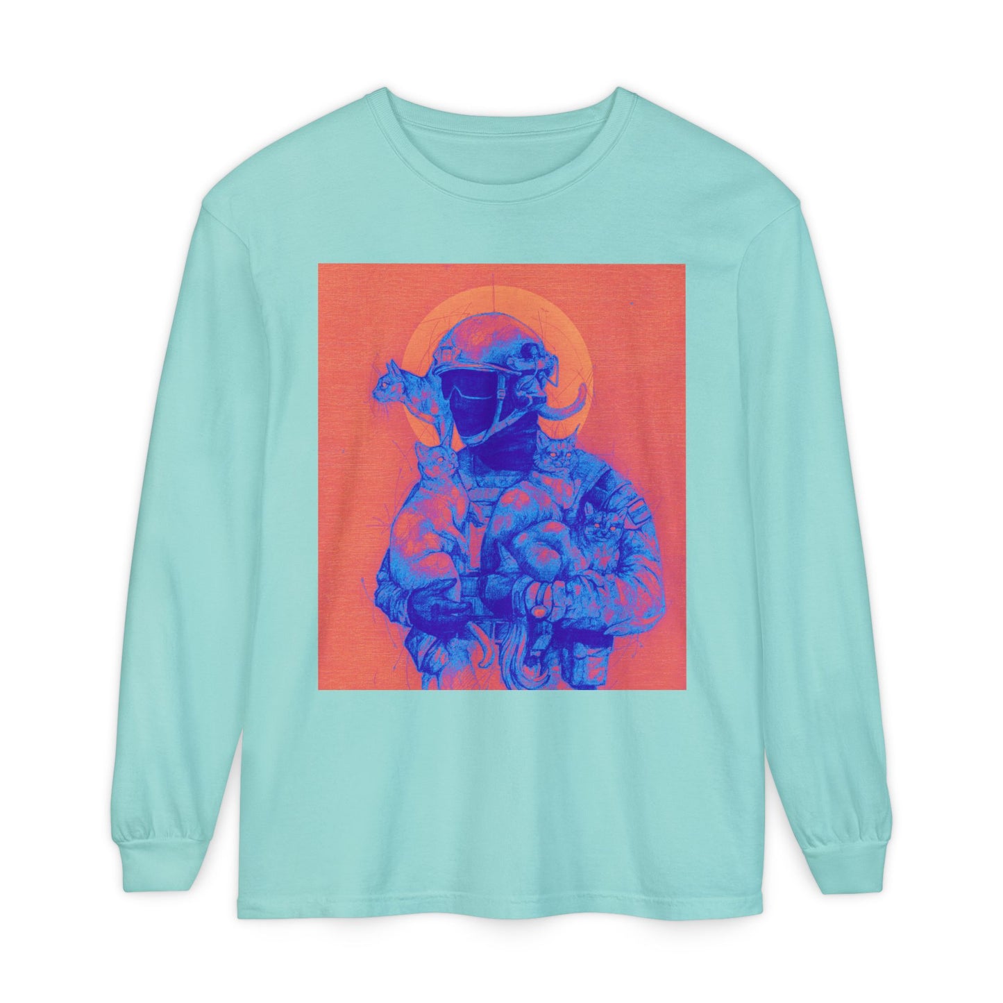 Neon Cats Unisex Garment-dyed Long Sleeve T-Shirt