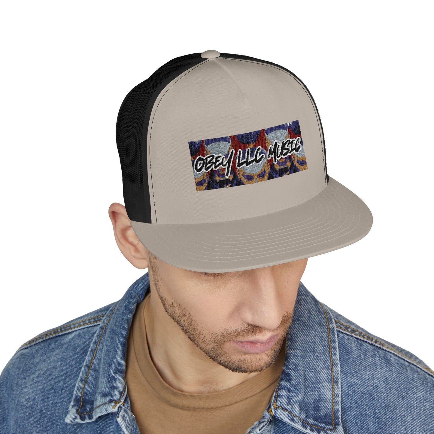 Obey LLC Music 5 Panel Trucker Cap (Embroidery)