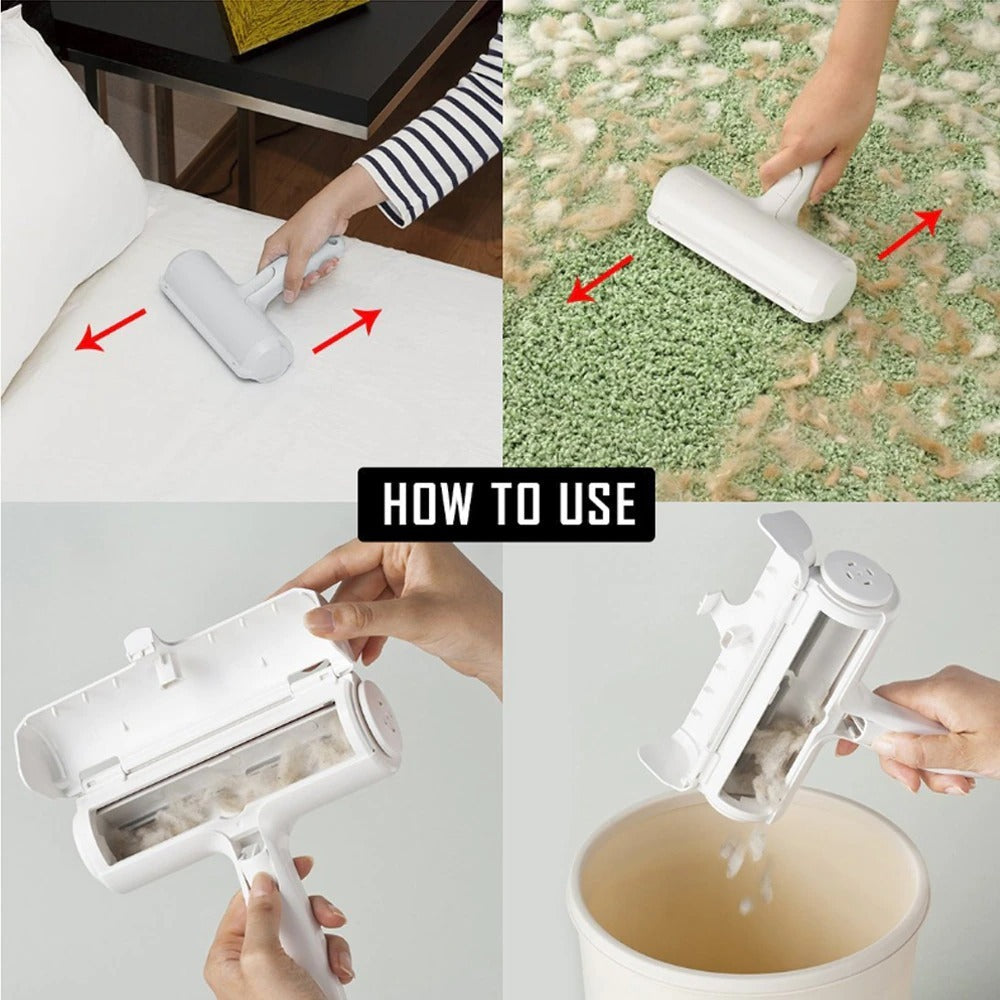 Pet Hair Roller Remover Lint Brush 2-Way Dog Cat Comb Tool Convenient