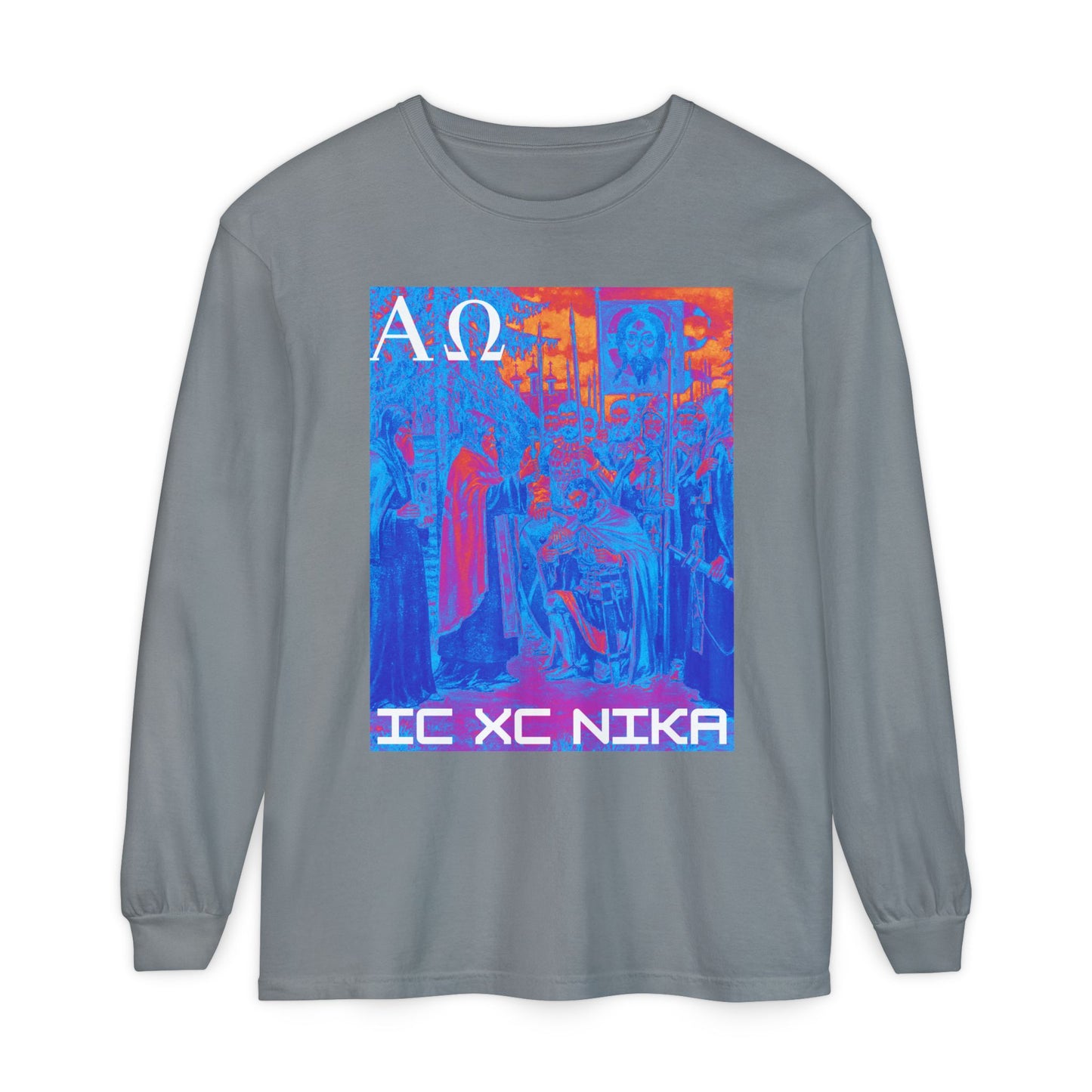 Alpha-Omega IC XC NIKA Unisex Garment-dyed Long Sleeve T-Shirt