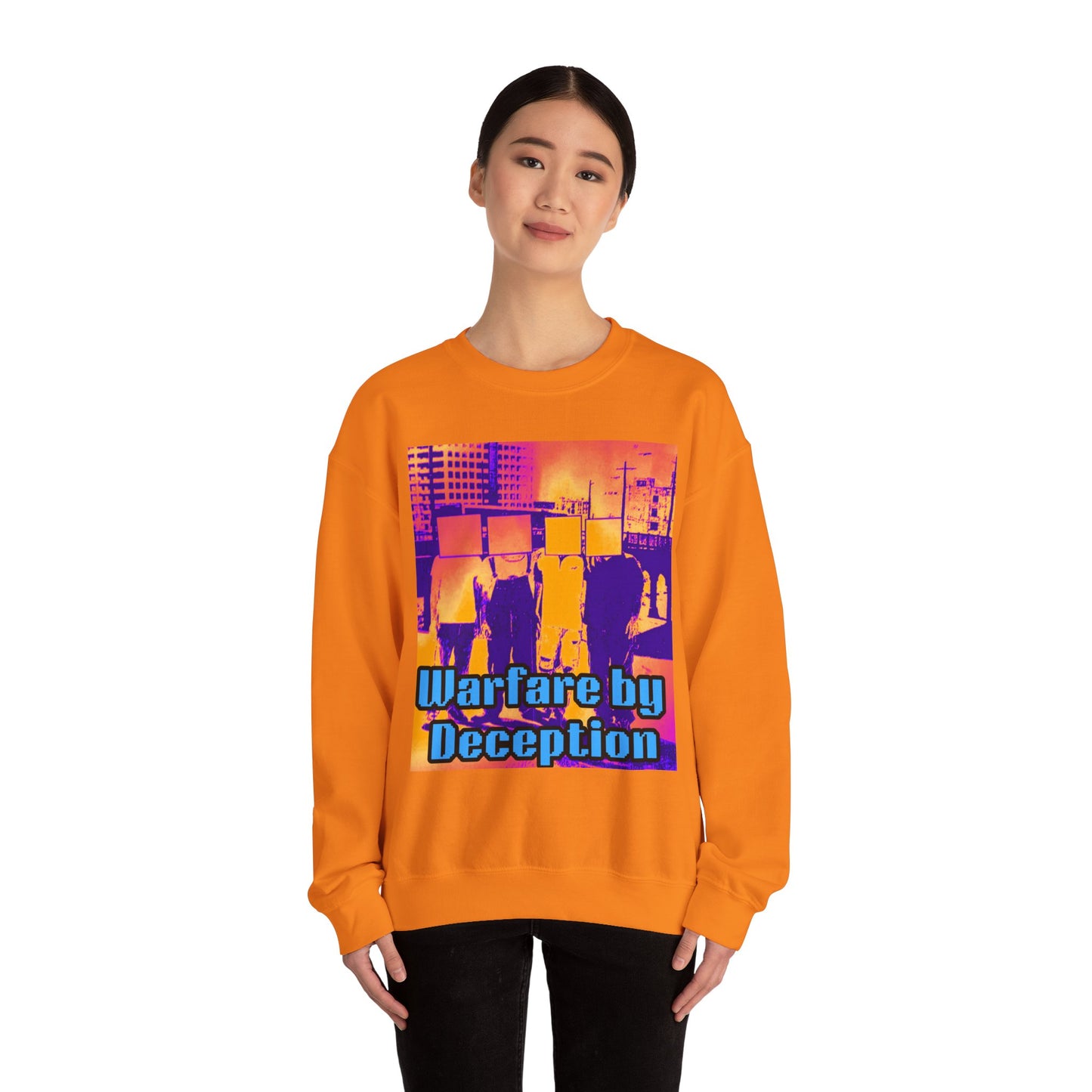 'Warfare by Deception Cozy Crewneck, Unisex Casual Wear, Streetwear, Gift for Artists, Layering