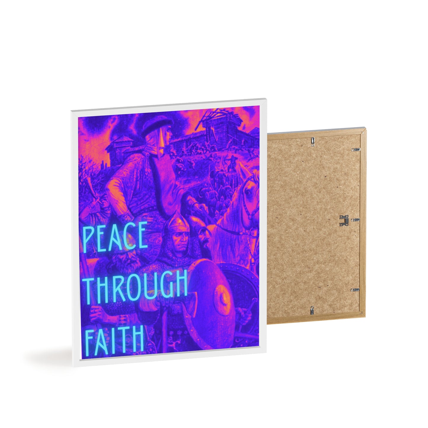 Peace Through Faith Posters with Wooden Frame
