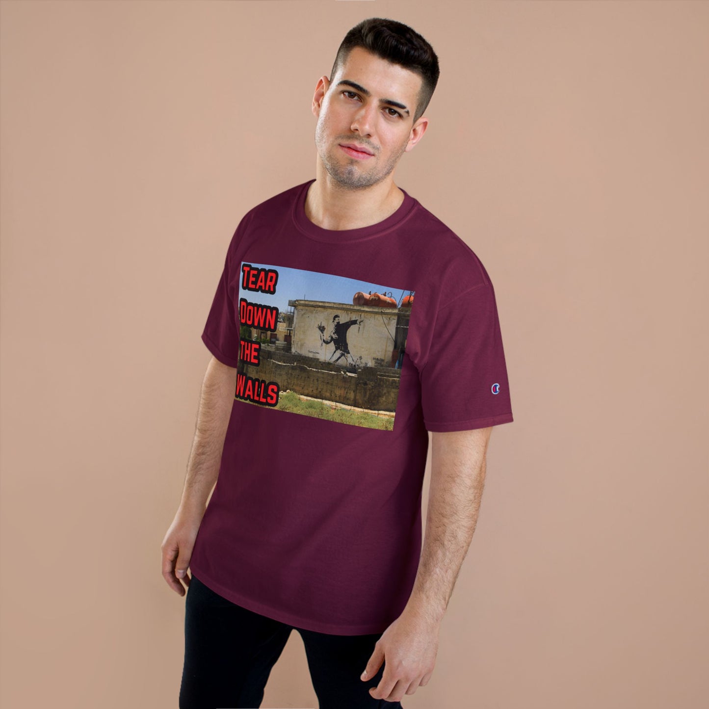 Champion T-Shirt - Tear Down the Walls Graphic Tee, Casual Wear, Street Style, Gift for Activists, Summer Fashion