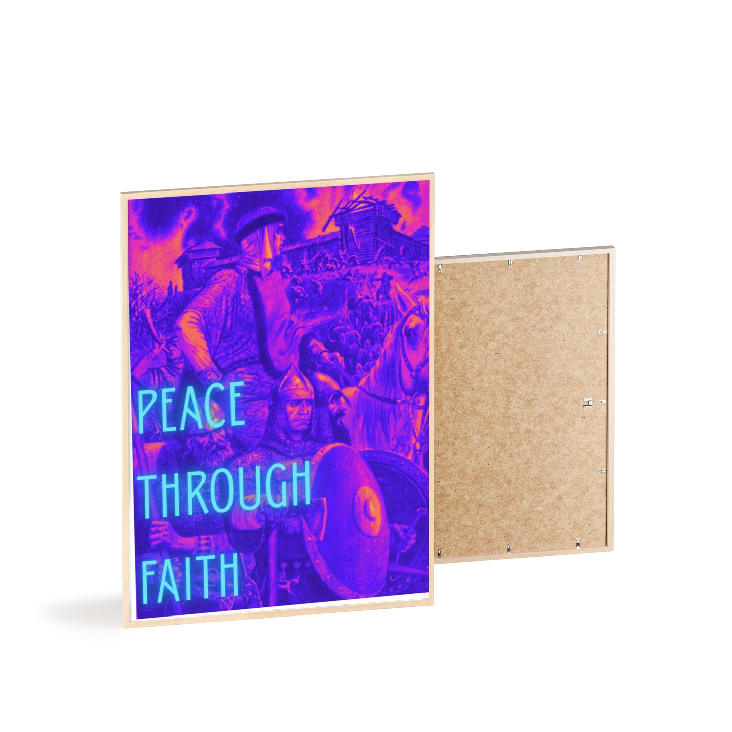 Peace Through Faith Posters with Wooden Frame