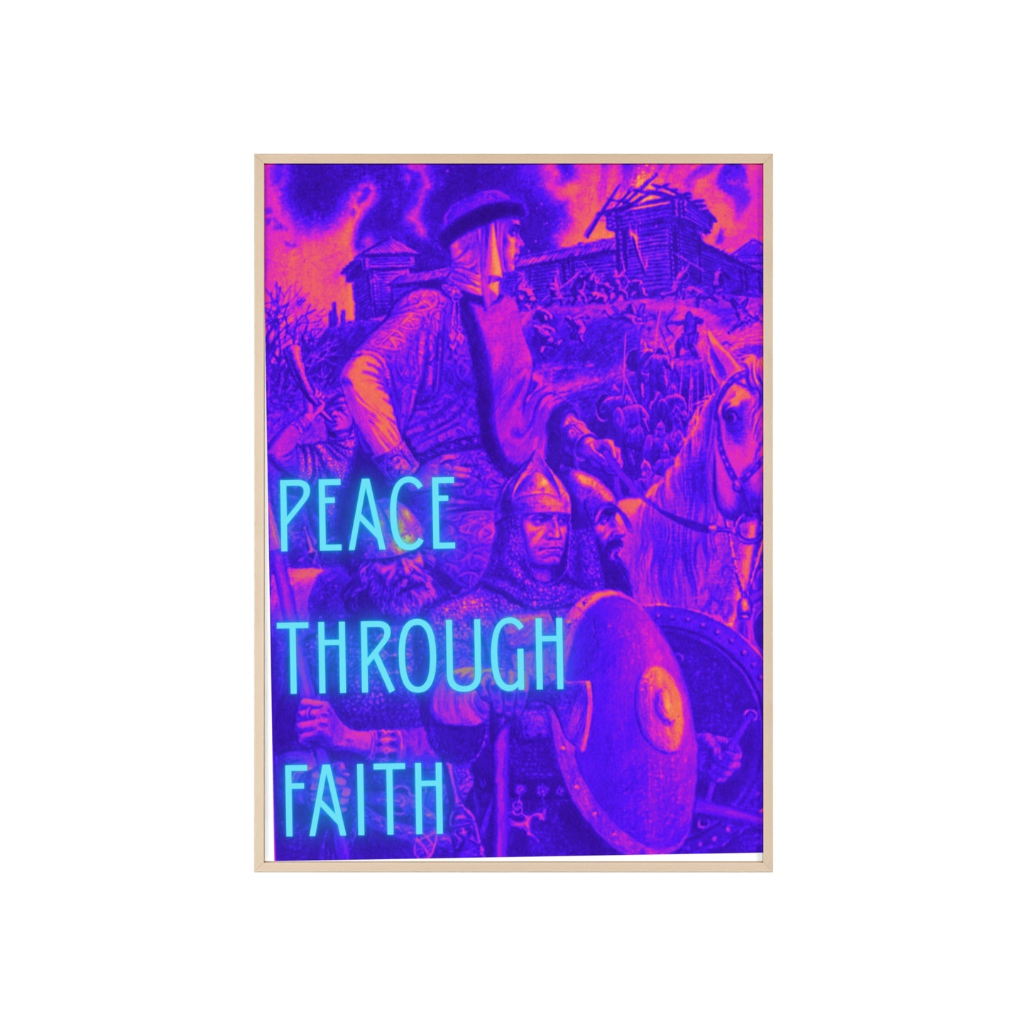 Peace Through Faith Posters with Wooden Frame
