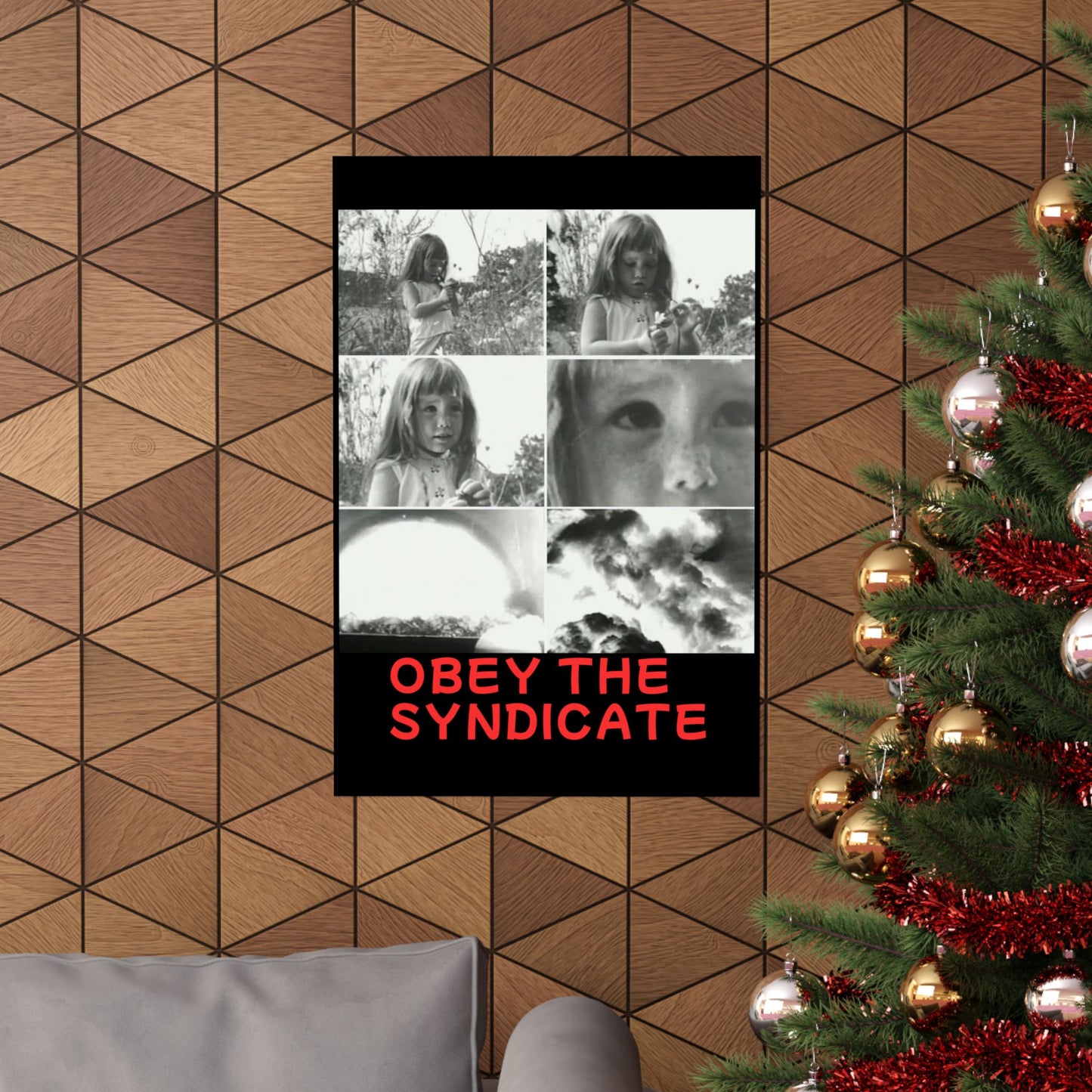 Obey the Syndicate Wall Art, Vintage Black and White Poster (Retro Photography Print, Alternative Art Piece)