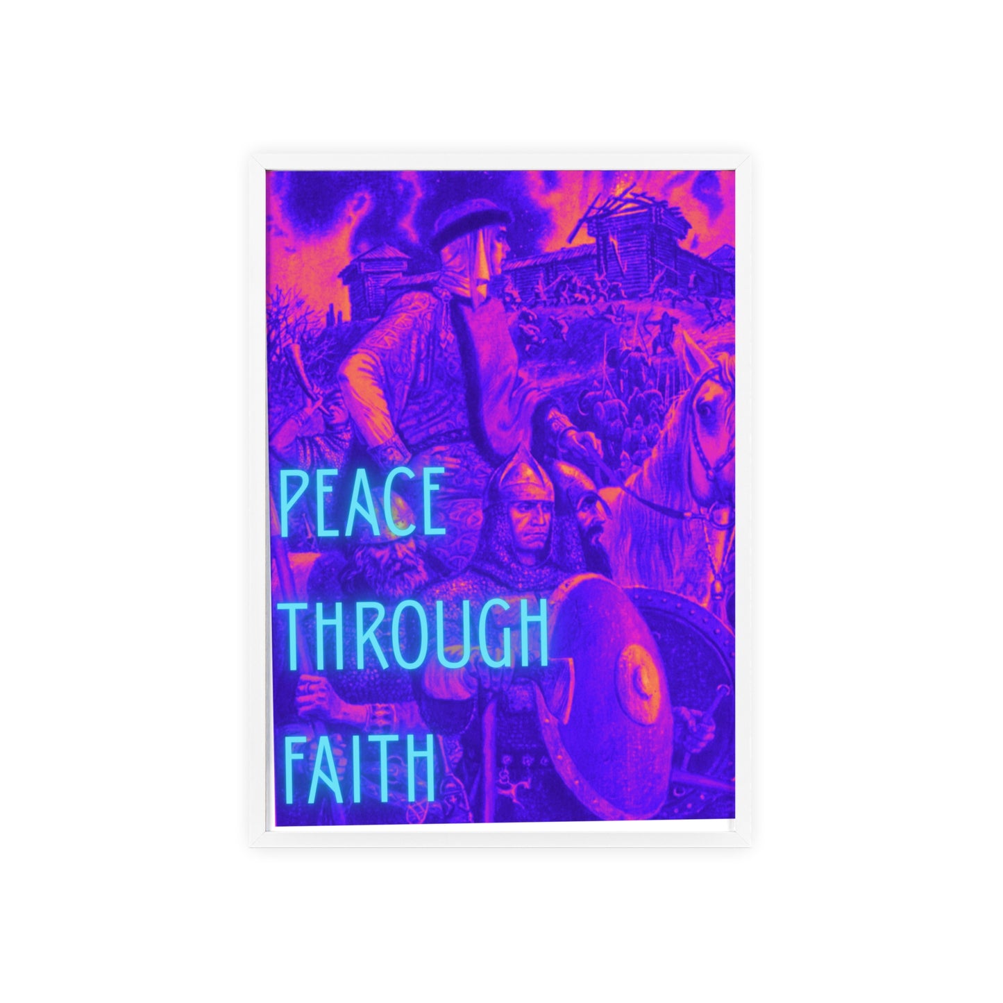 Peace Through Faith Posters with Wooden Frame