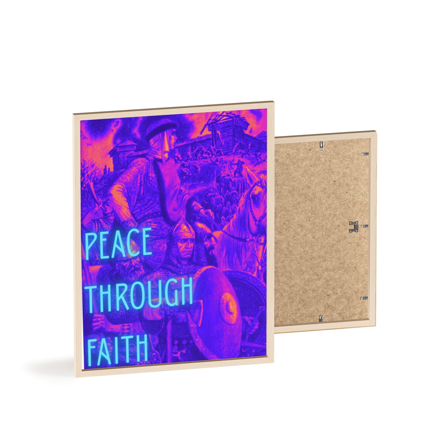 Peace Through Faith Posters with Wooden Frame