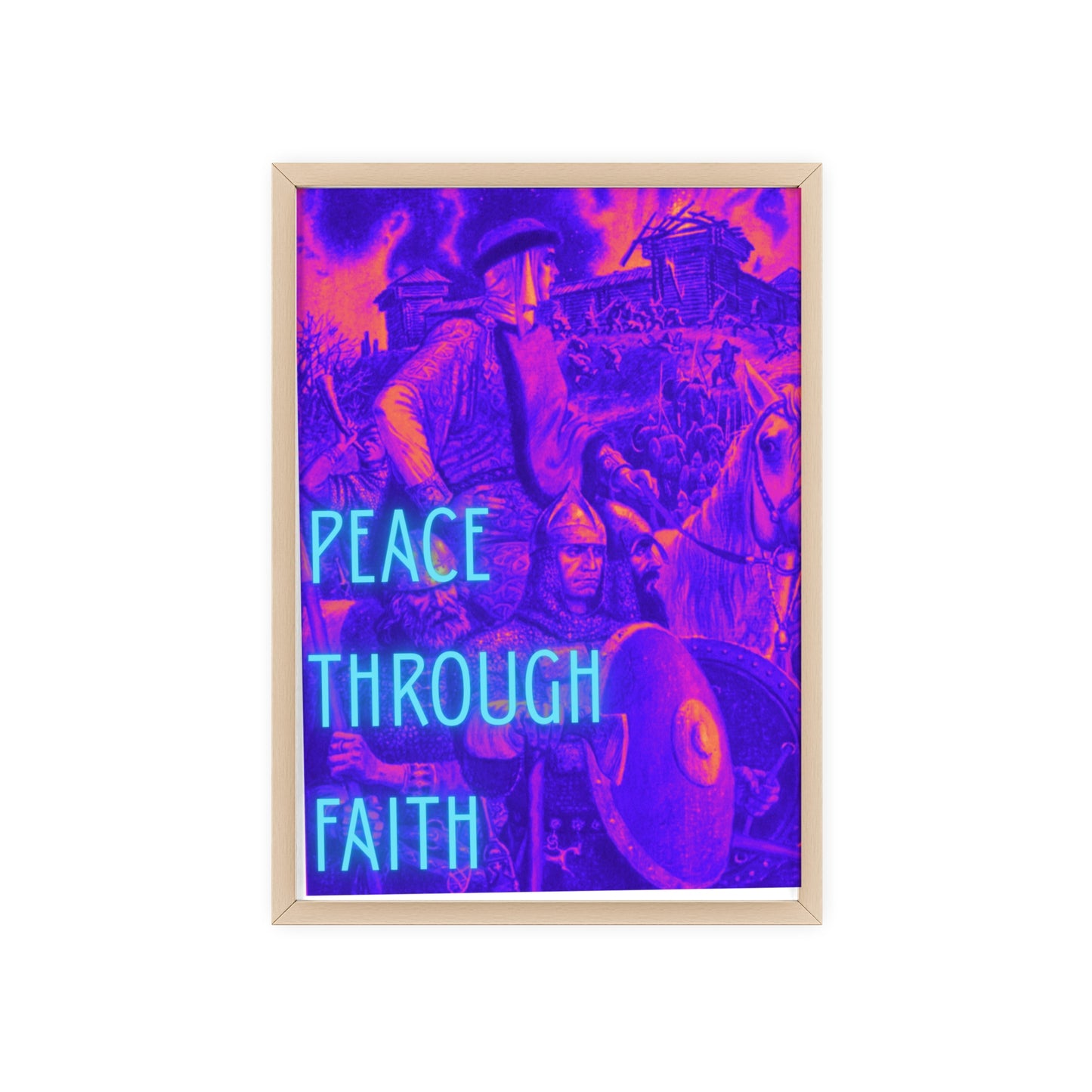 Peace Through Faith Posters with Wooden Frame