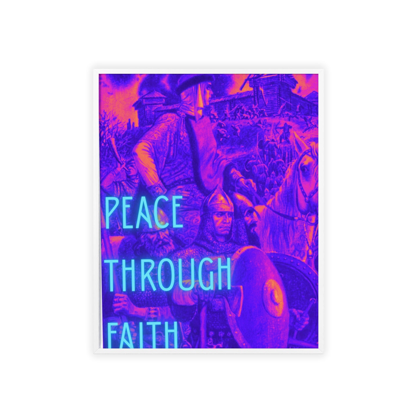 Peace Through Faith Posters with Wooden Frame