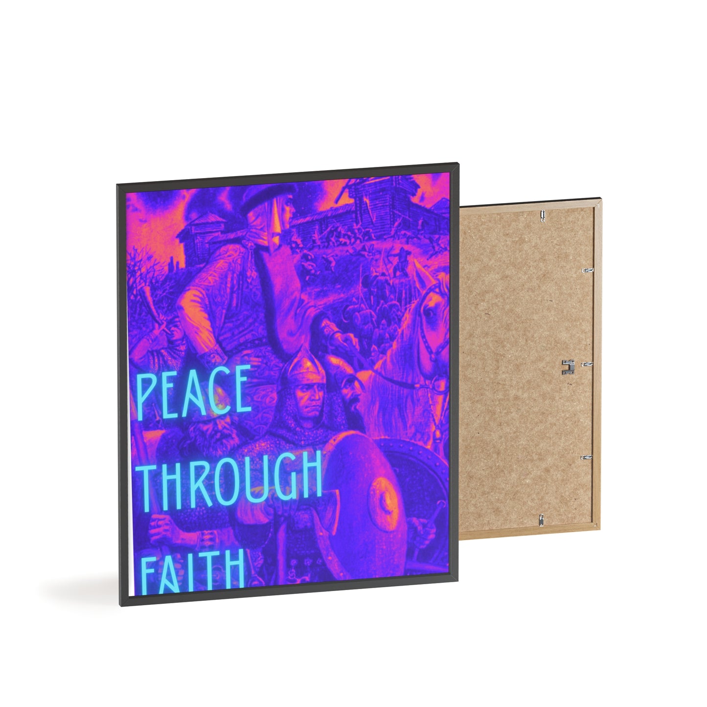 Peace Through Faith Posters with Wooden Frame