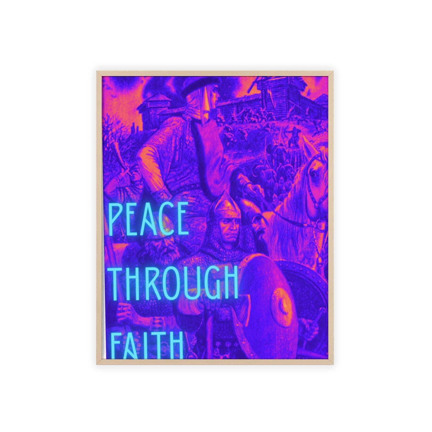 Peace Through Faith Posters with Wooden Frame