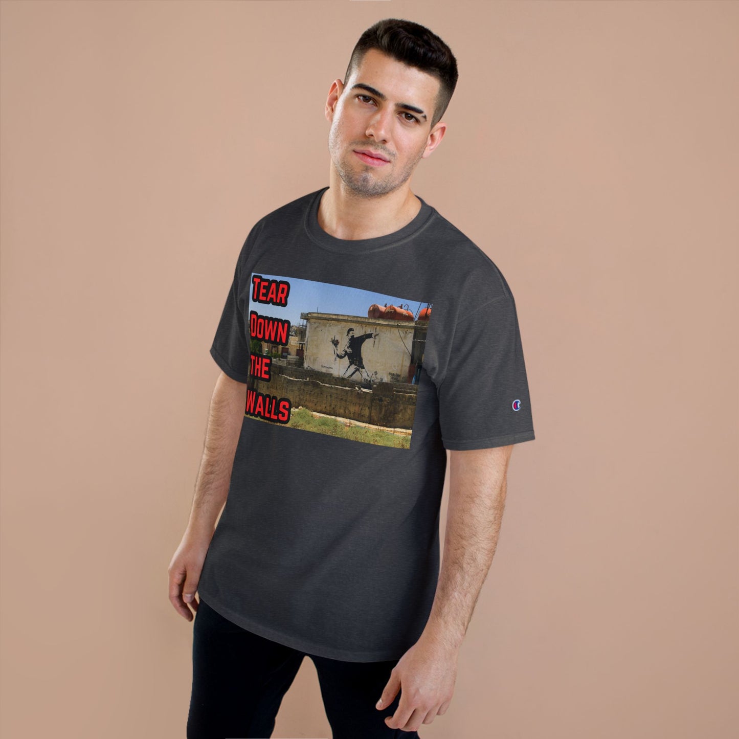 Champion T-Shirt - Tear Down the Walls Graphic Tee, Casual Wear, Street Style, Gift for Activists, Summer Fashion