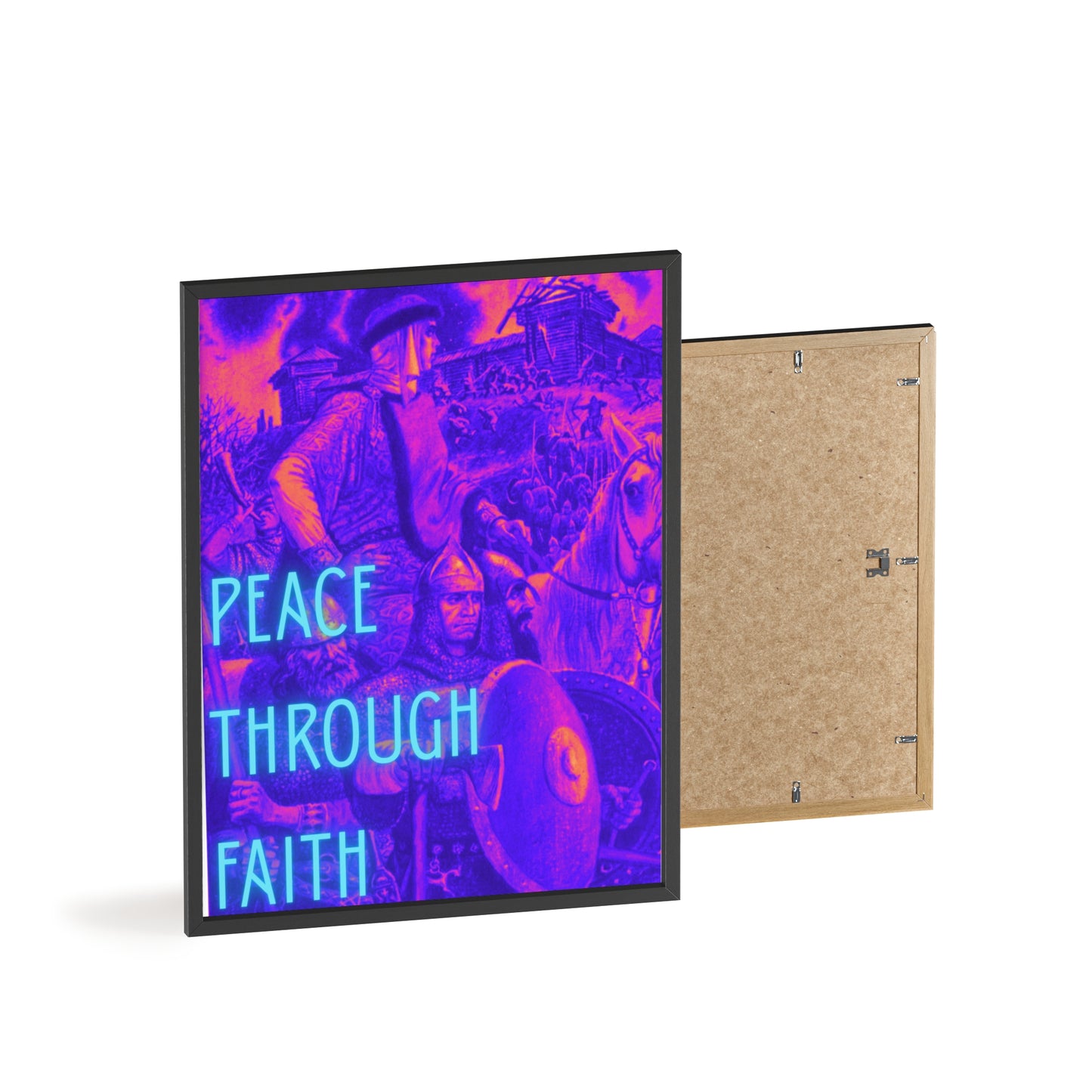 Peace Through Faith Posters with Wooden Frame