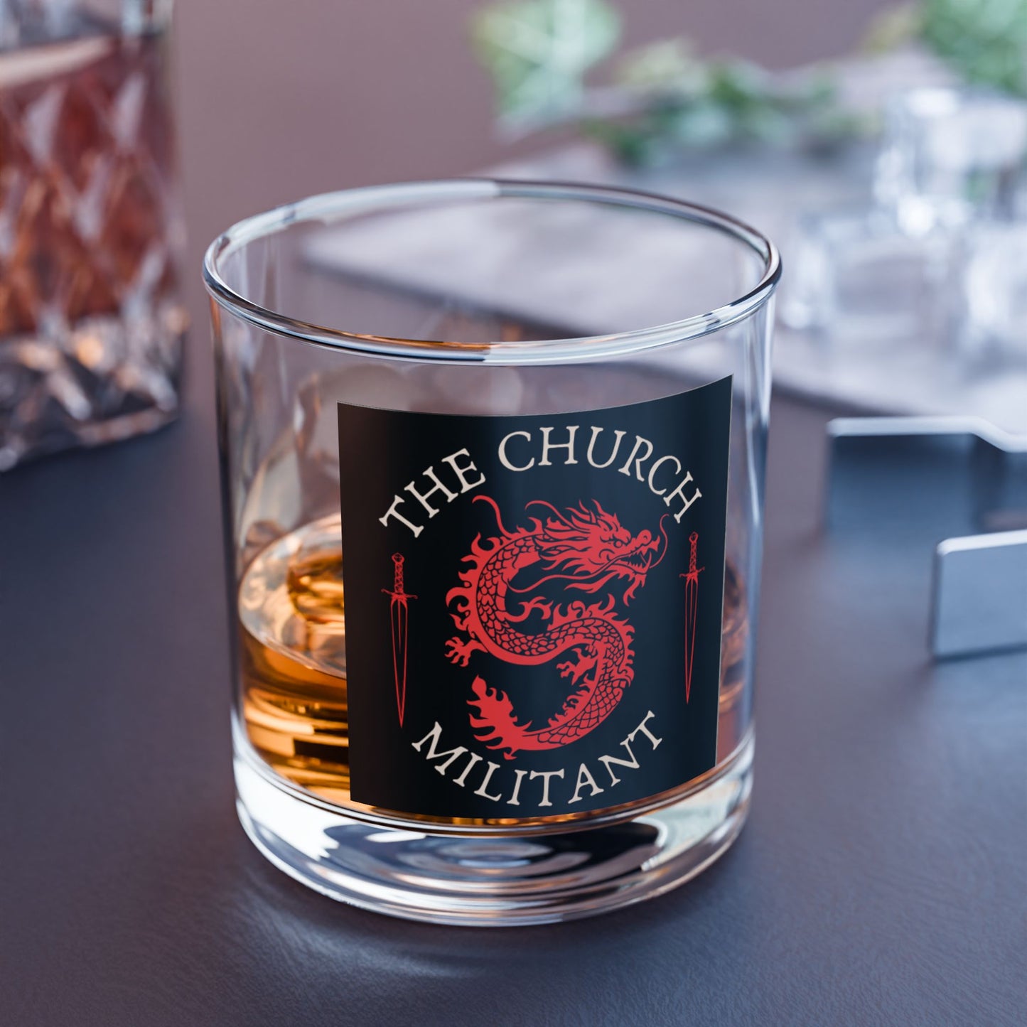 Church Militant Rocks Glass, 10oz | Whiskey Glass | Unique Gift for Collectors | Barware | Home Decor | Holiday Present