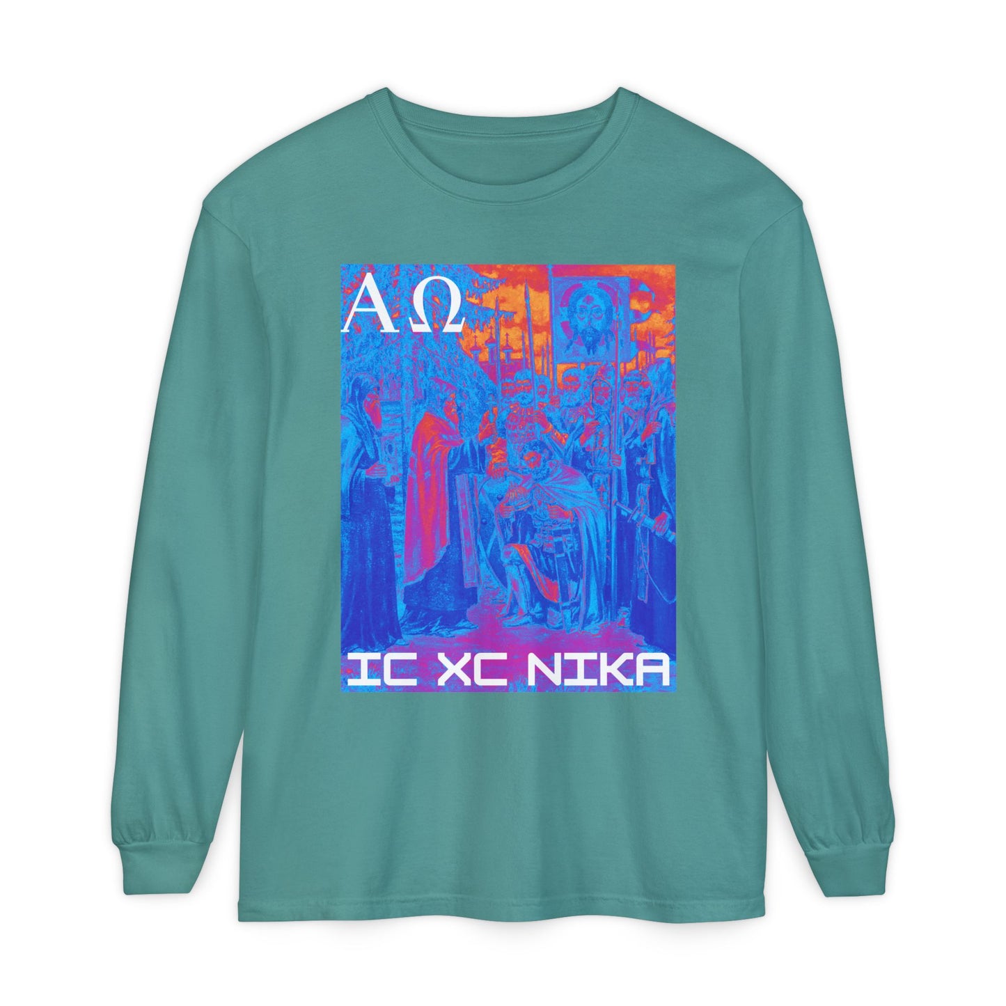 Alpha-Omega IC XC NIKA Unisex Garment-dyed Long Sleeve T-Shirt