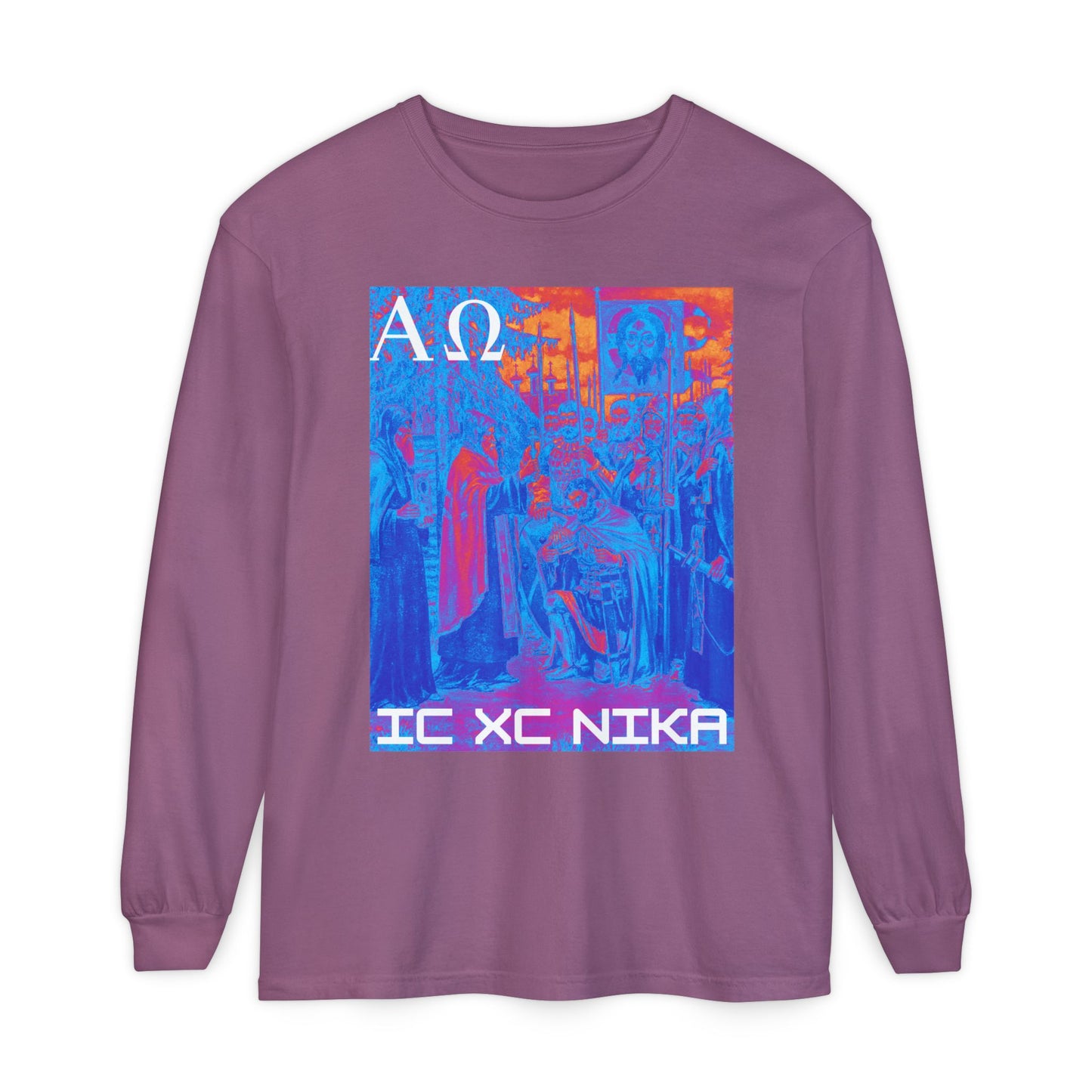 Alpha-Omega IC XC NIKA Unisex Garment-dyed Long Sleeve T-Shirt