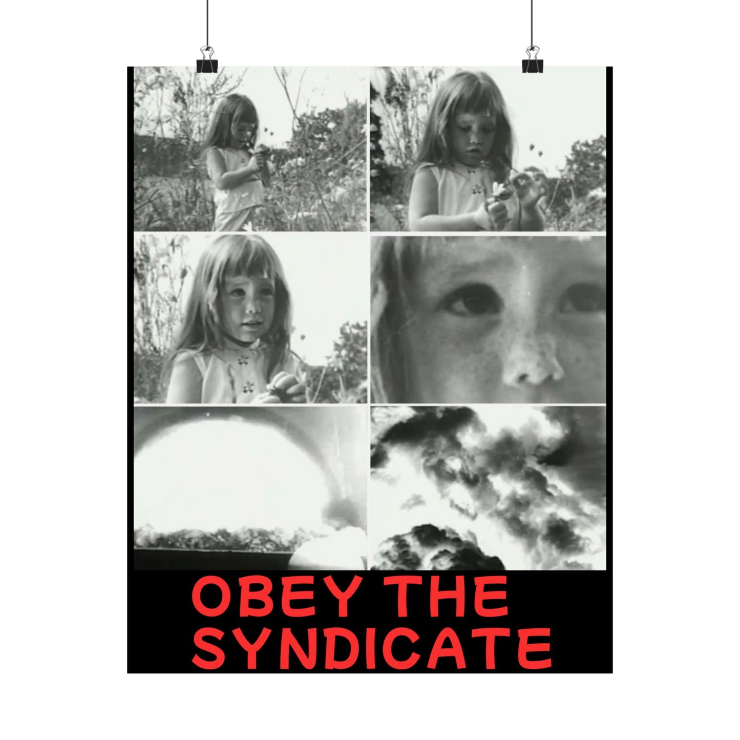 Obey the Syndicate Wall Art, Vintage Black and White Poster (Retro Photography Print, Alternative Art Piece)
