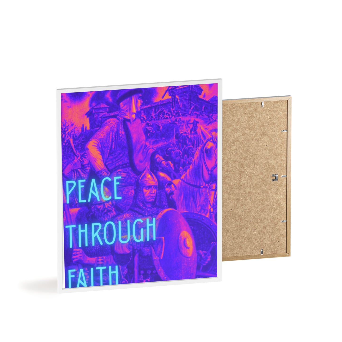 Peace Through Faith Posters with Wooden Frame
