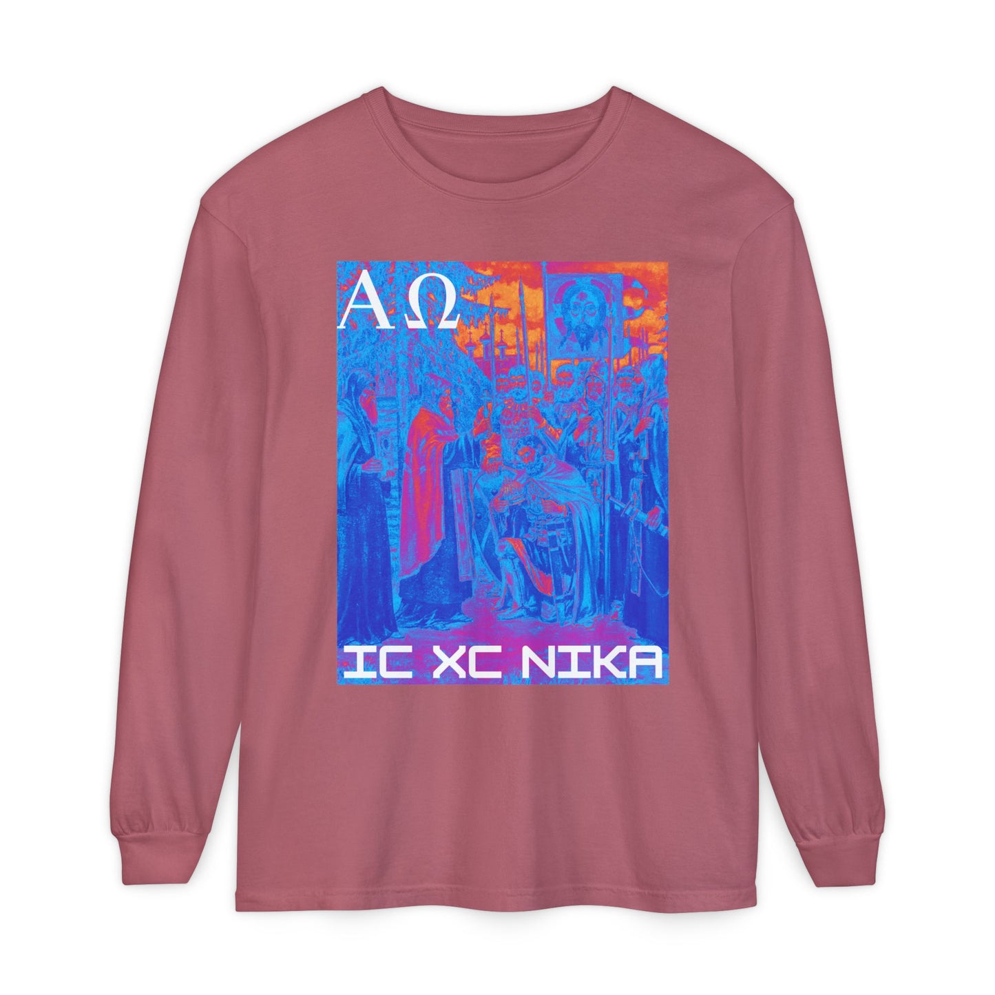 Alpha-Omega IC XC NIKA Unisex Garment-dyed Long Sleeve T-Shirt