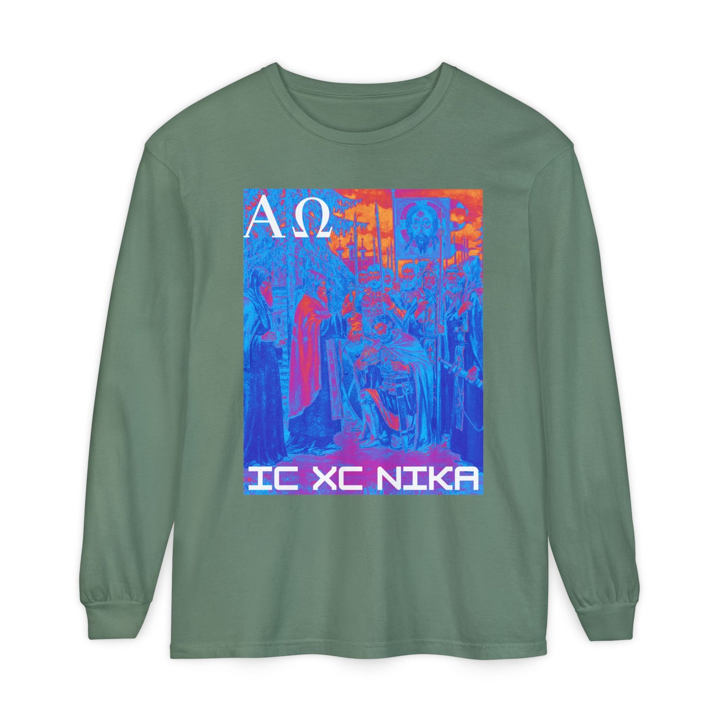 Alpha-Omega IC XC NIKA Unisex Garment-dyed Long Sleeve T-Shirt