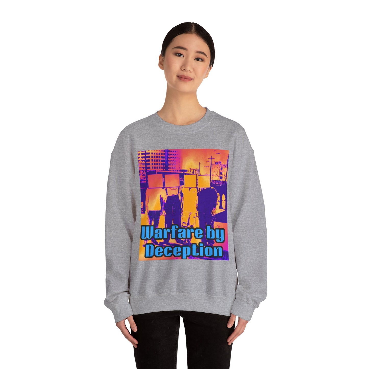 'Warfare by Deception Cozy Crewneck, Unisex Casual Wear, Streetwear, Gift for Artists, Layering