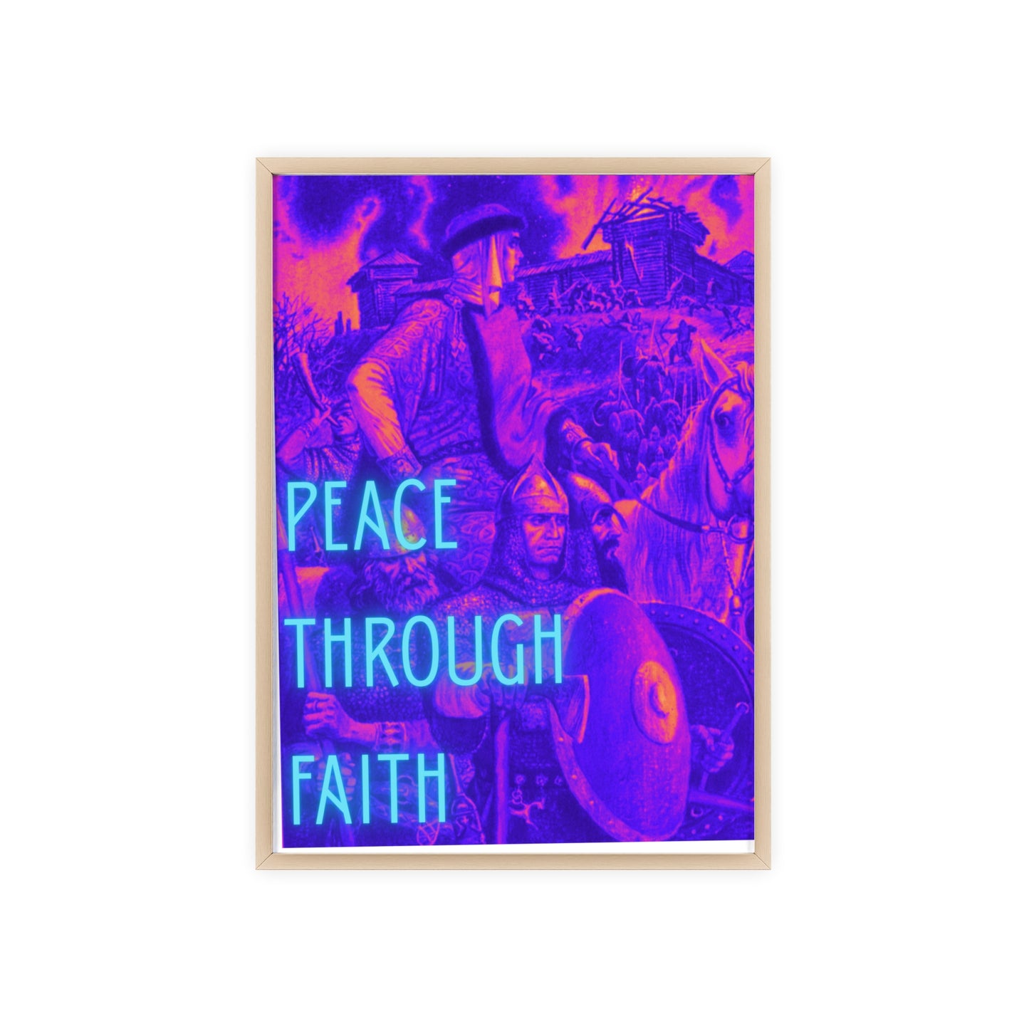 Peace Through Faith Posters with Wooden Frame