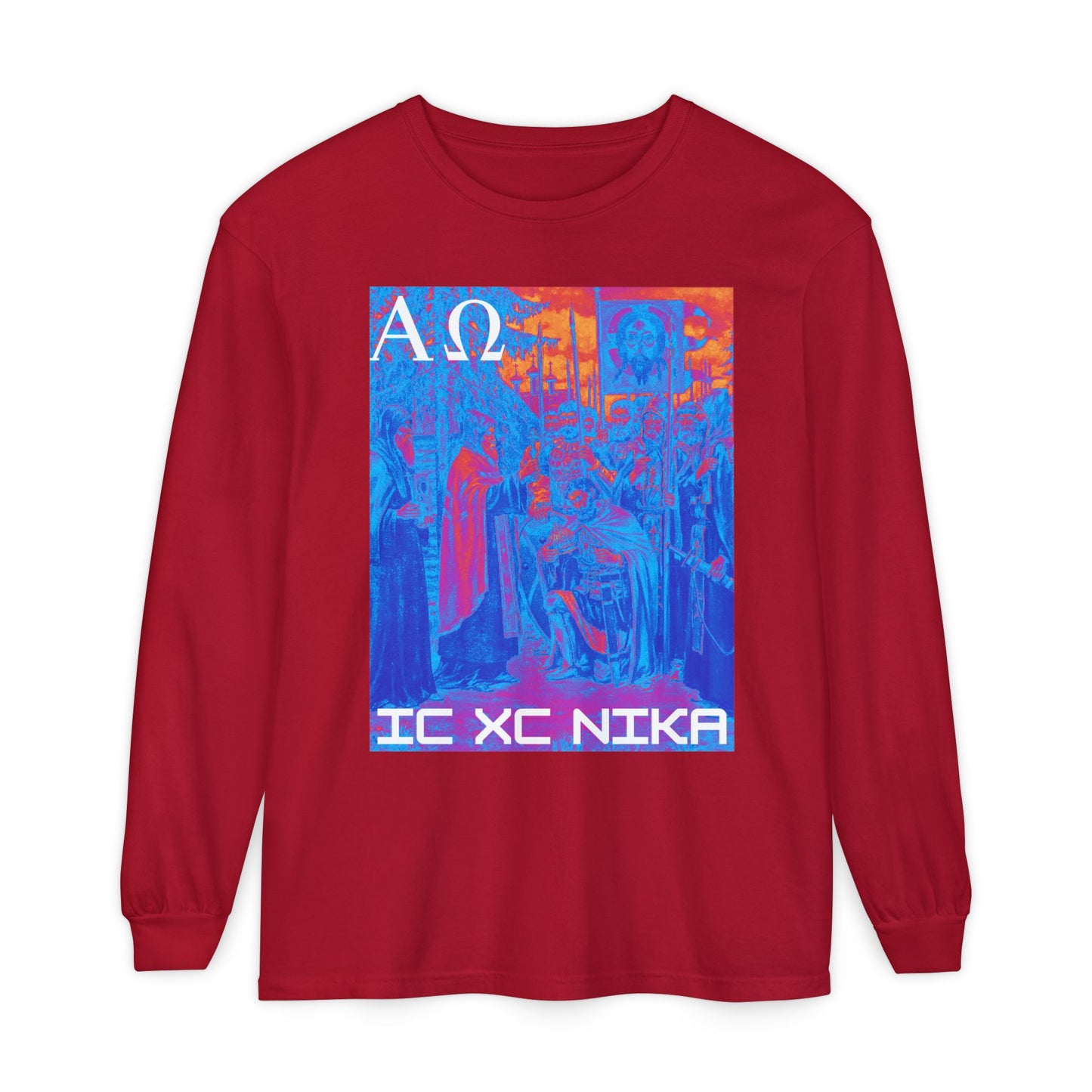 Alpha-Omega IC XC NIKA Unisex Garment-dyed Long Sleeve T-Shirt