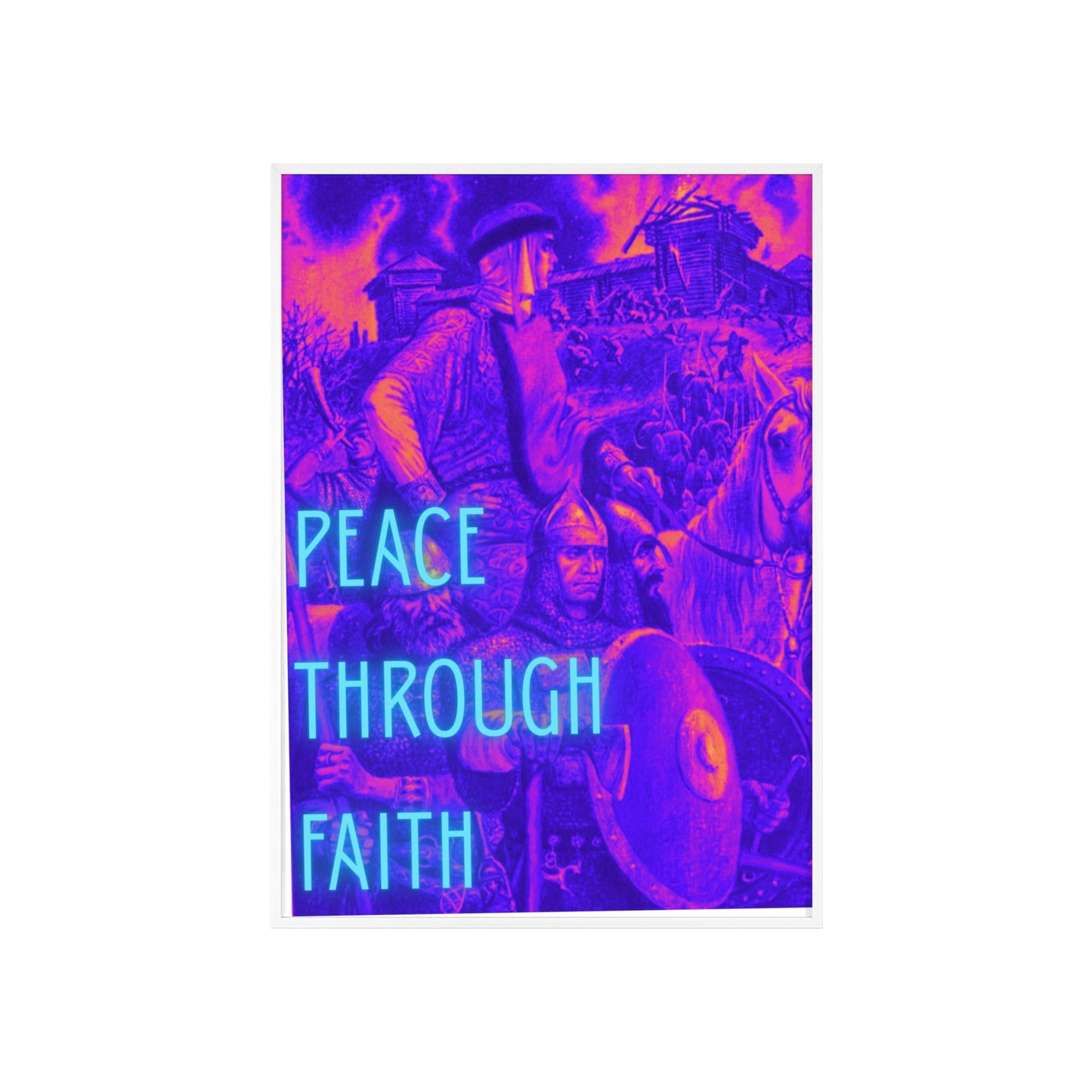 Peace Through Faith Posters with Wooden Frame