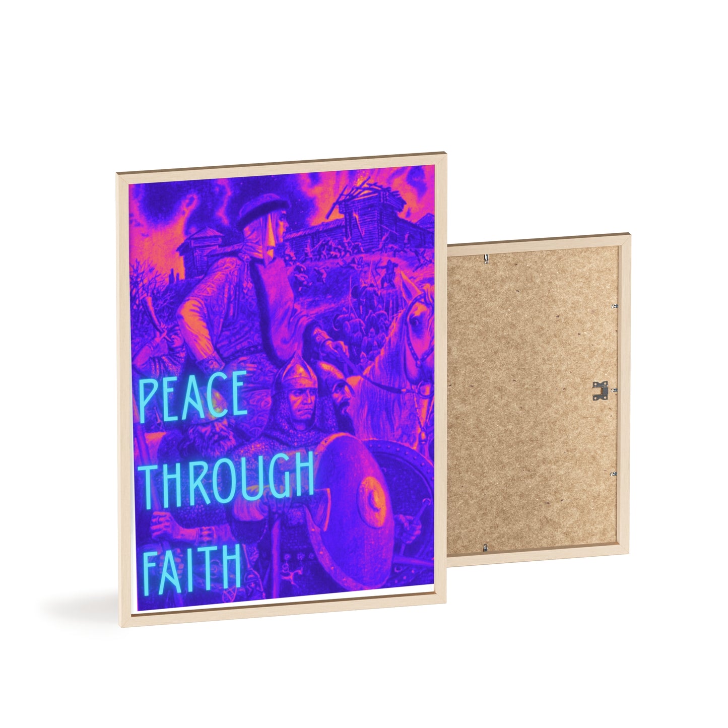 Peace Through Faith Posters with Wooden Frame