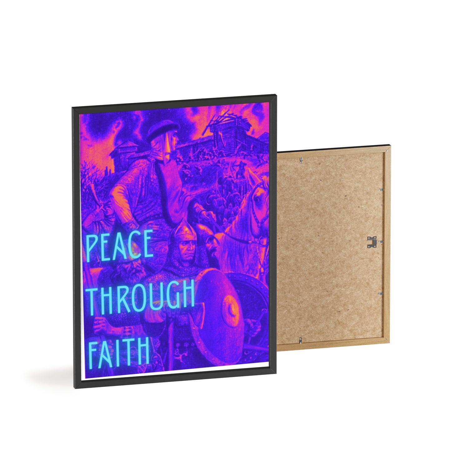 Peace Through Faith Posters with Wooden Frame
