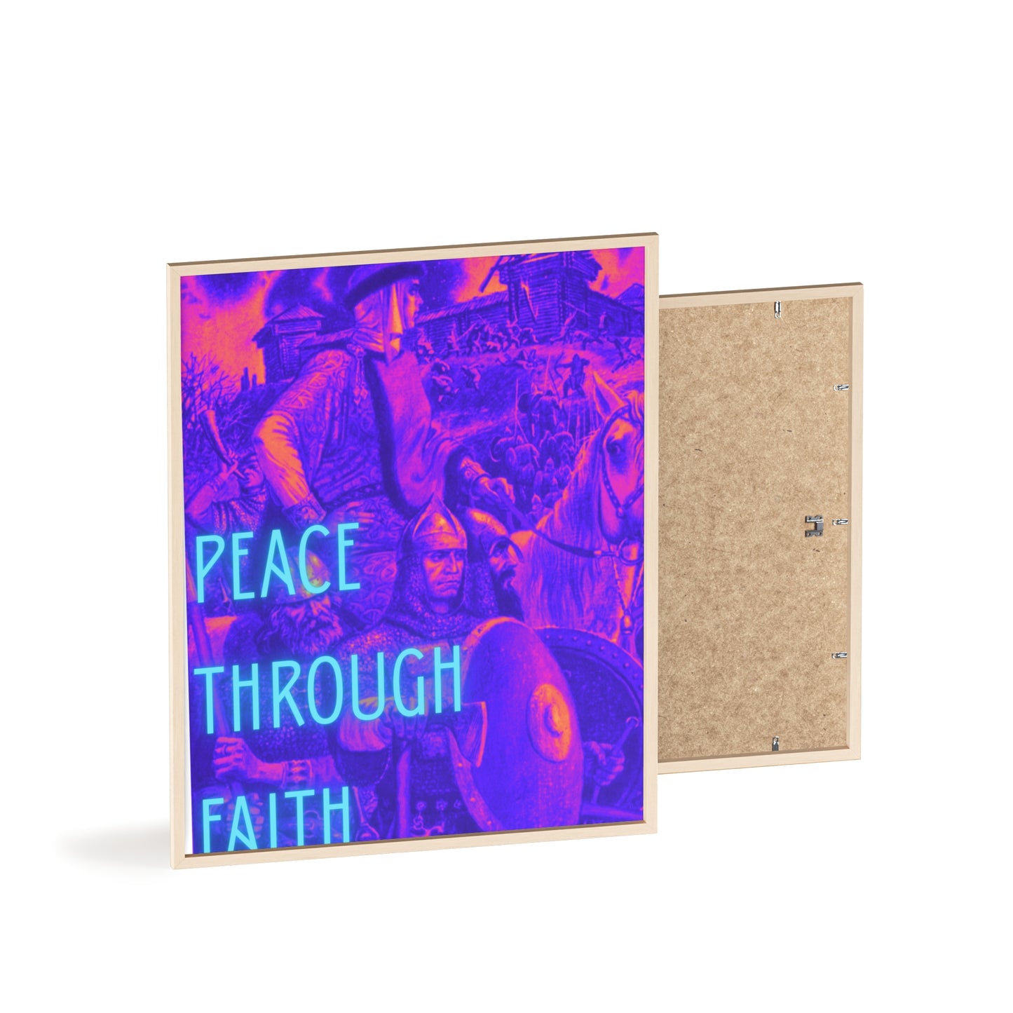 Peace Through Faith Posters with Wooden Frame