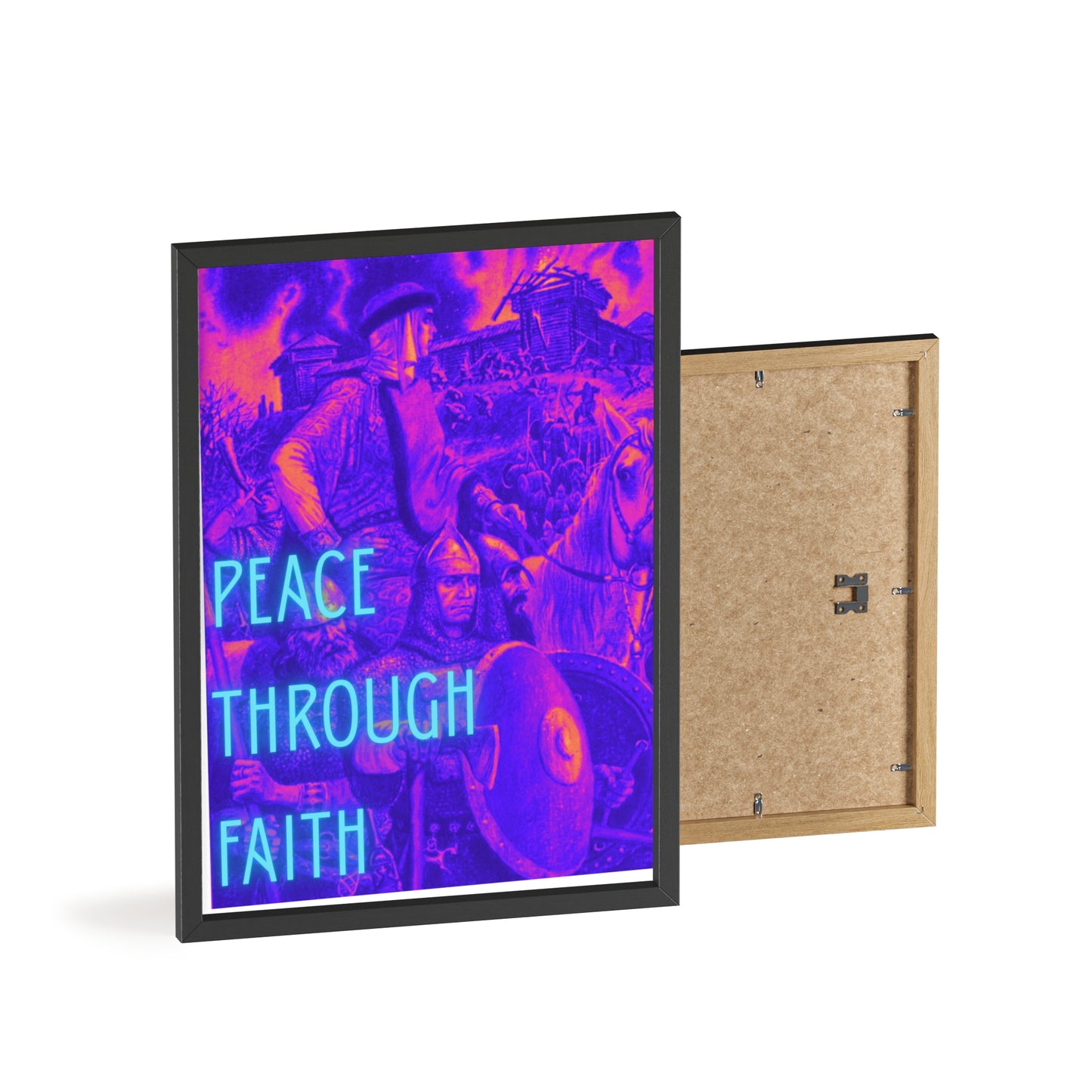 Peace Through Faith Posters with Wooden Frame