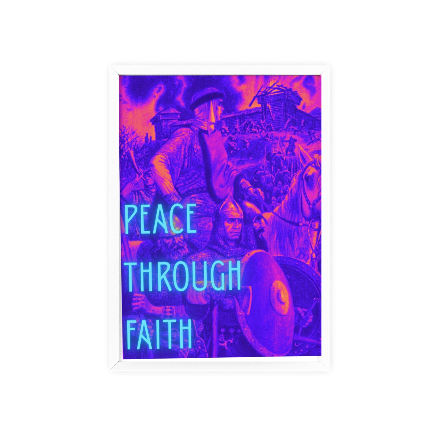 Peace Through Faith Posters with Wooden Frame