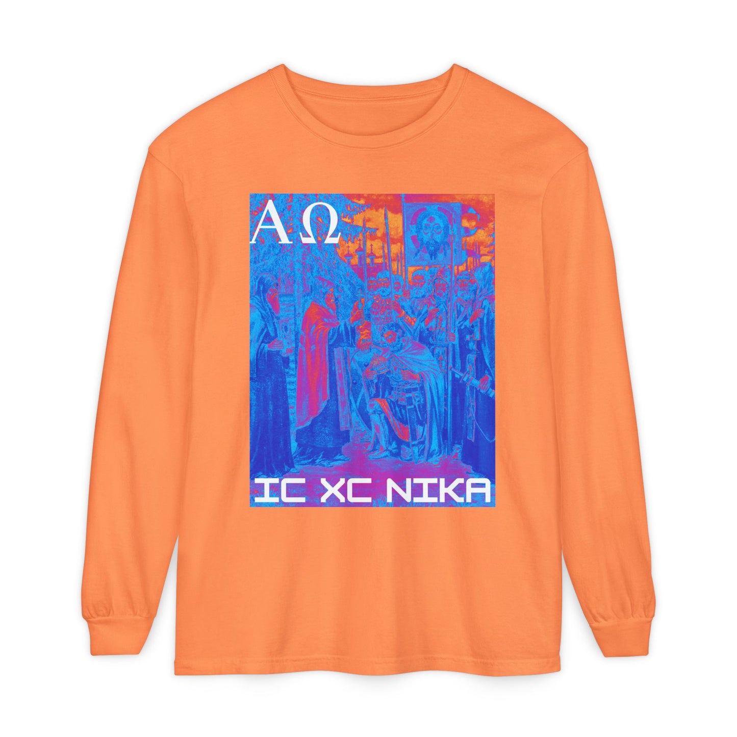 Alpha-Omega IC XC NIKA Unisex Garment-dyed Long Sleeve T-Shirt