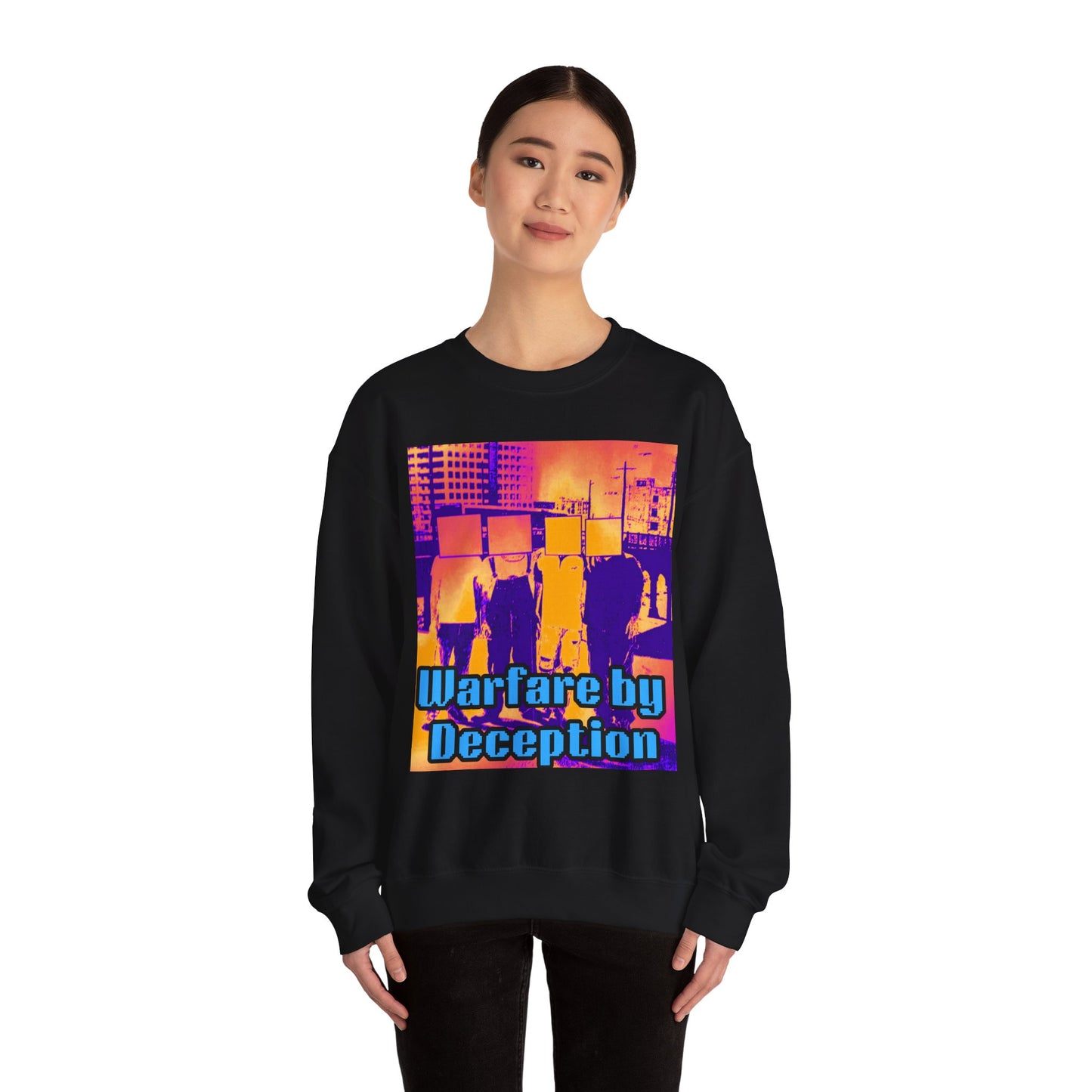 'Warfare by Deception Cozy Crewneck, Unisex Casual Wear, Streetwear, Gift for Artists, Layering