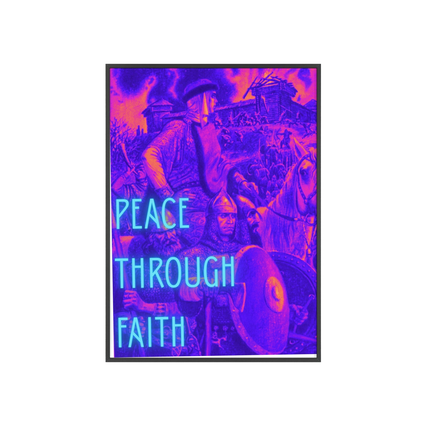 Peace Through Faith Posters with Wooden Frame