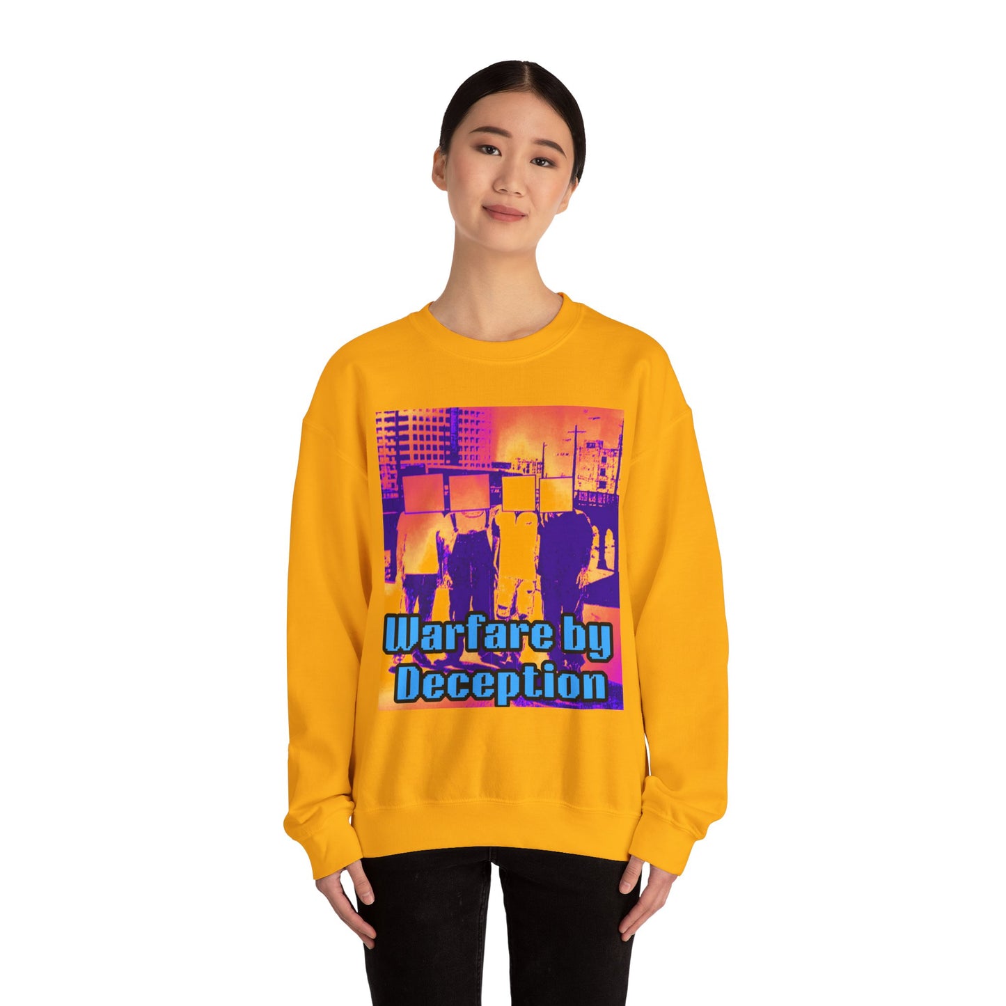 'Warfare by Deception Cozy Crewneck, Unisex Casual Wear, Streetwear, Gift for Artists, Layering