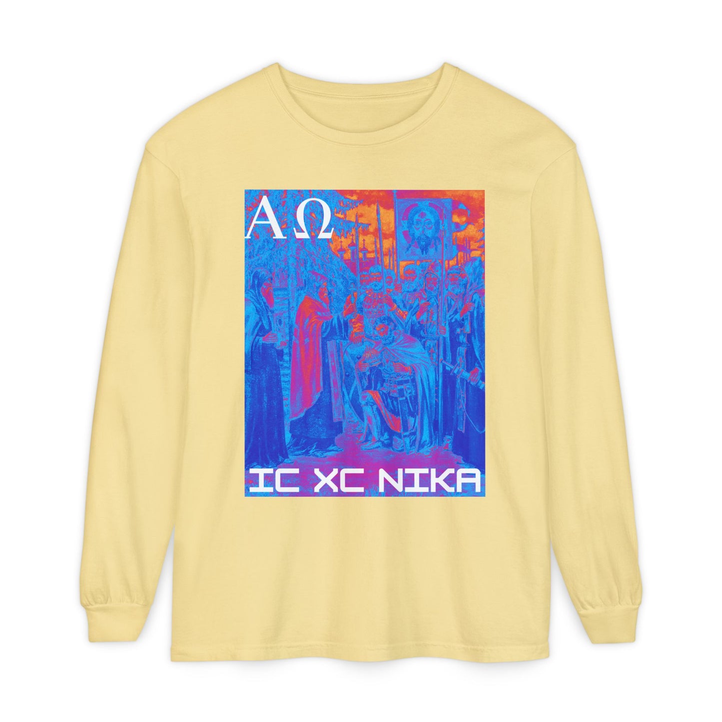 Alpha-Omega IC XC NIKA Unisex Garment-dyed Long Sleeve T-Shirt