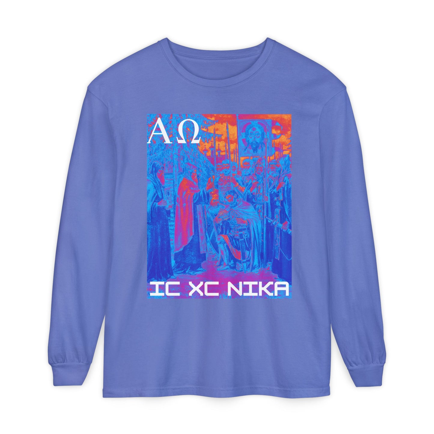 Alpha-Omega IC XC NIKA Unisex Garment-dyed Long Sleeve T-Shirt