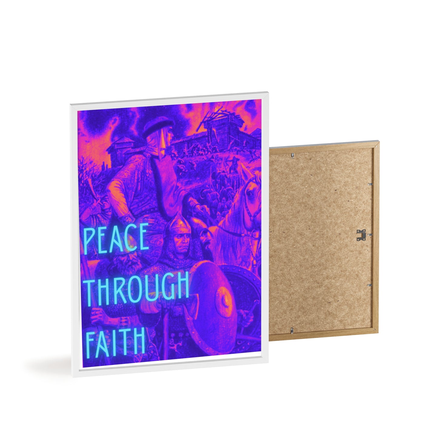 Peace Through Faith Posters with Wooden Frame