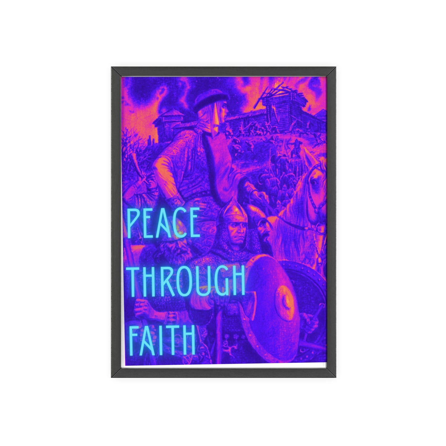 Peace Through Faith Posters with Wooden Frame