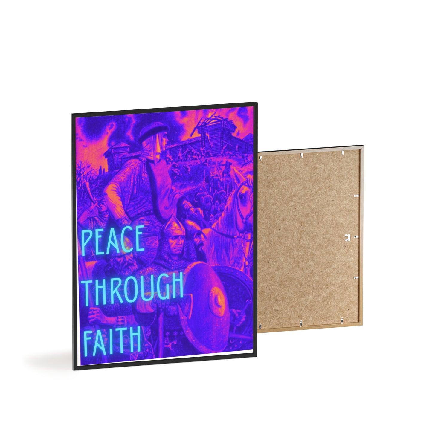 Peace Through Faith Posters with Wooden Frame