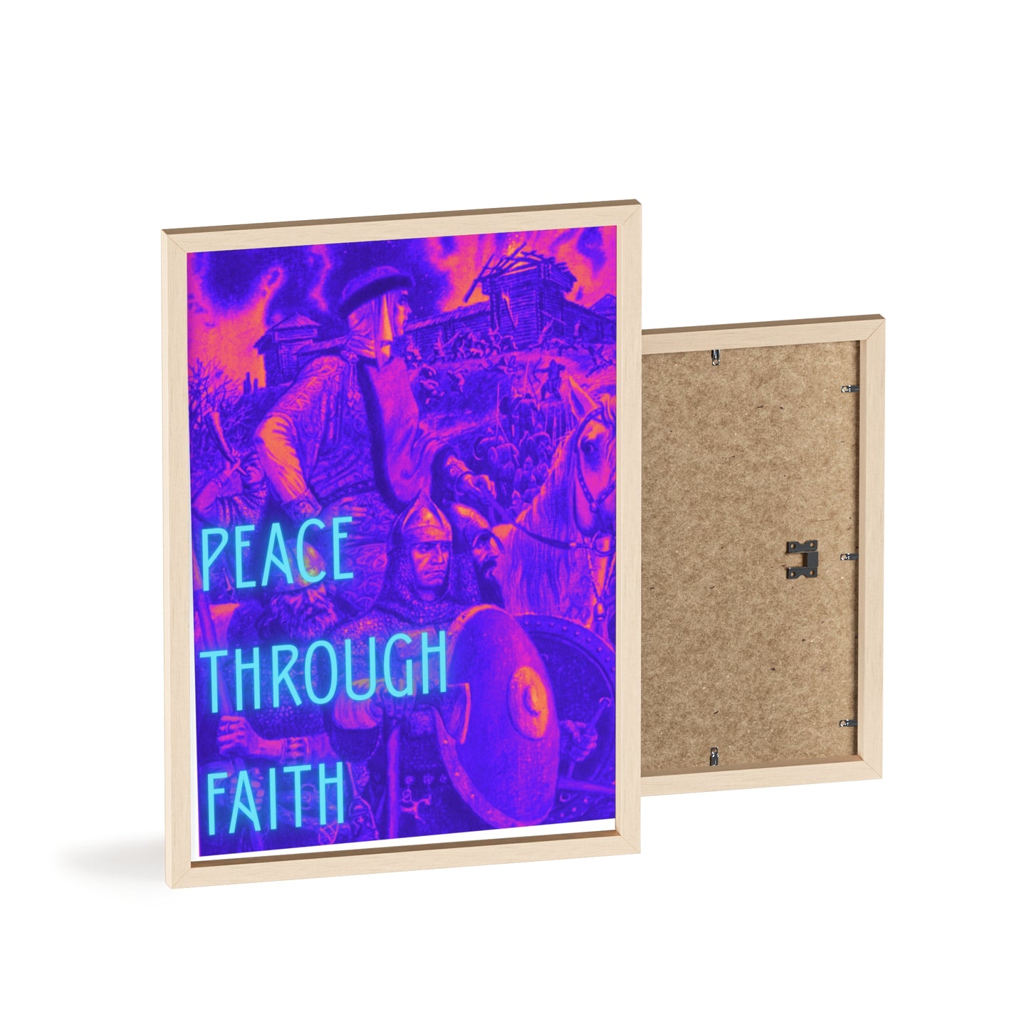 Peace Through Faith Posters with Wooden Frame