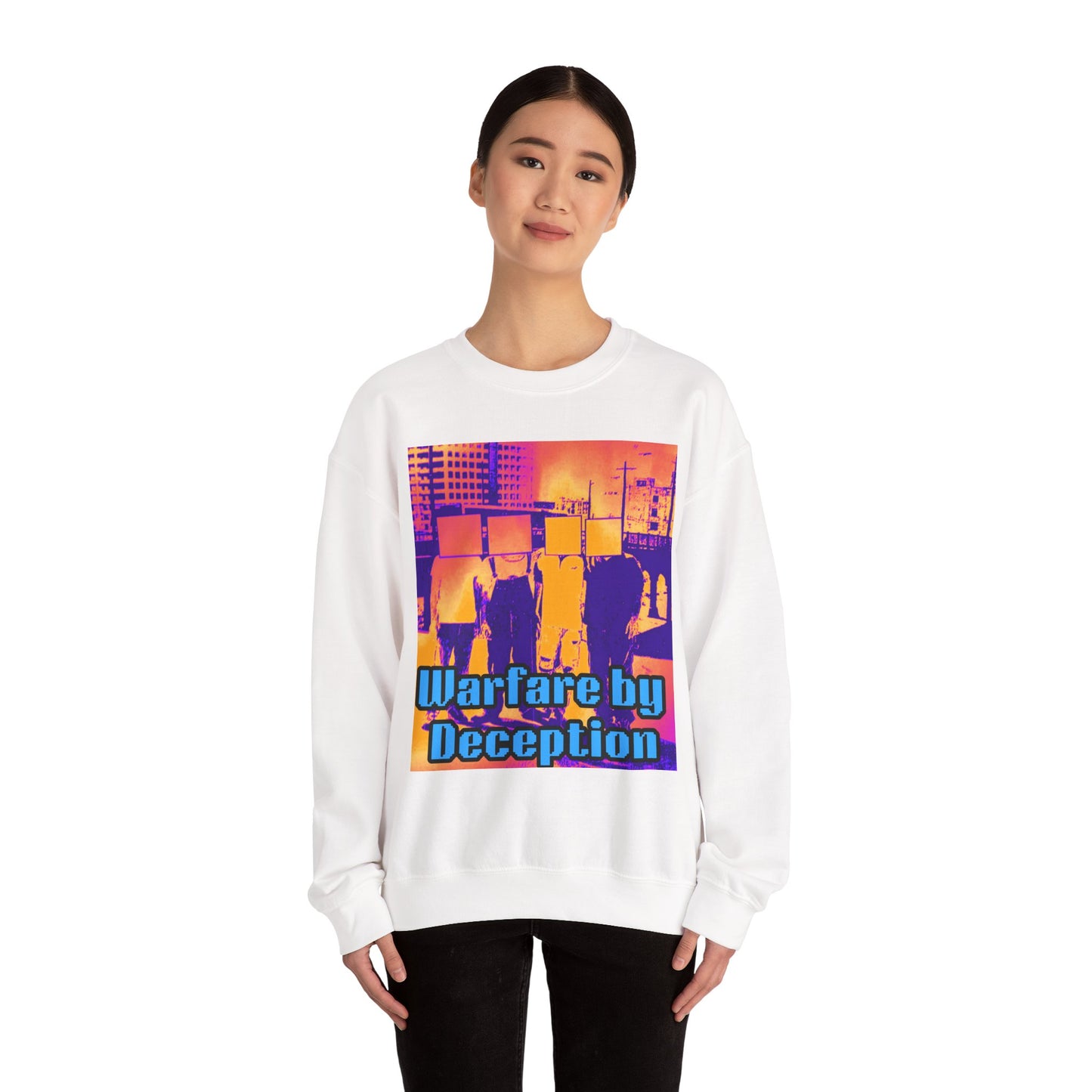 'Warfare by Deception Cozy Crewneck, Unisex Casual Wear, Streetwear, Gift for Artists, Layering
