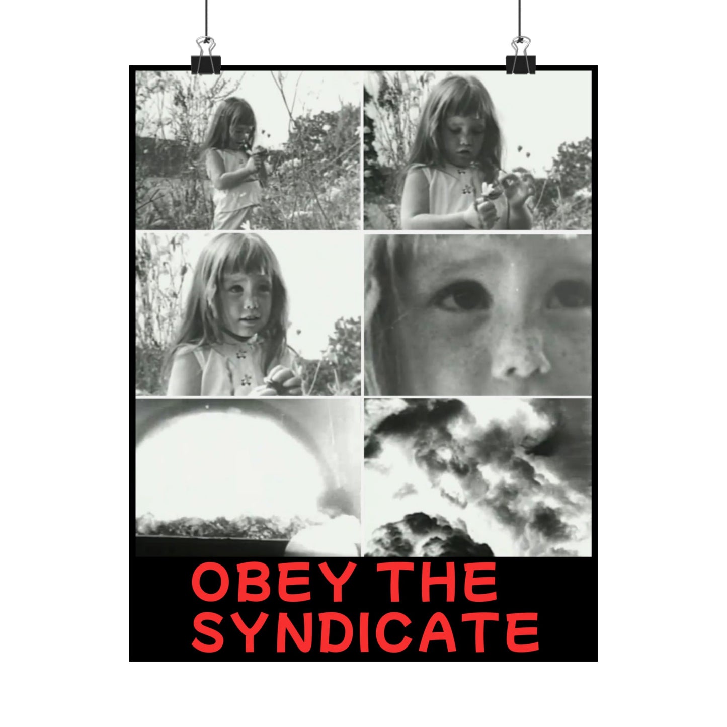 Obey the Syndicate Wall Art, Vintage Black and White Poster (Retro Photography Print, Alternative Art Piece)