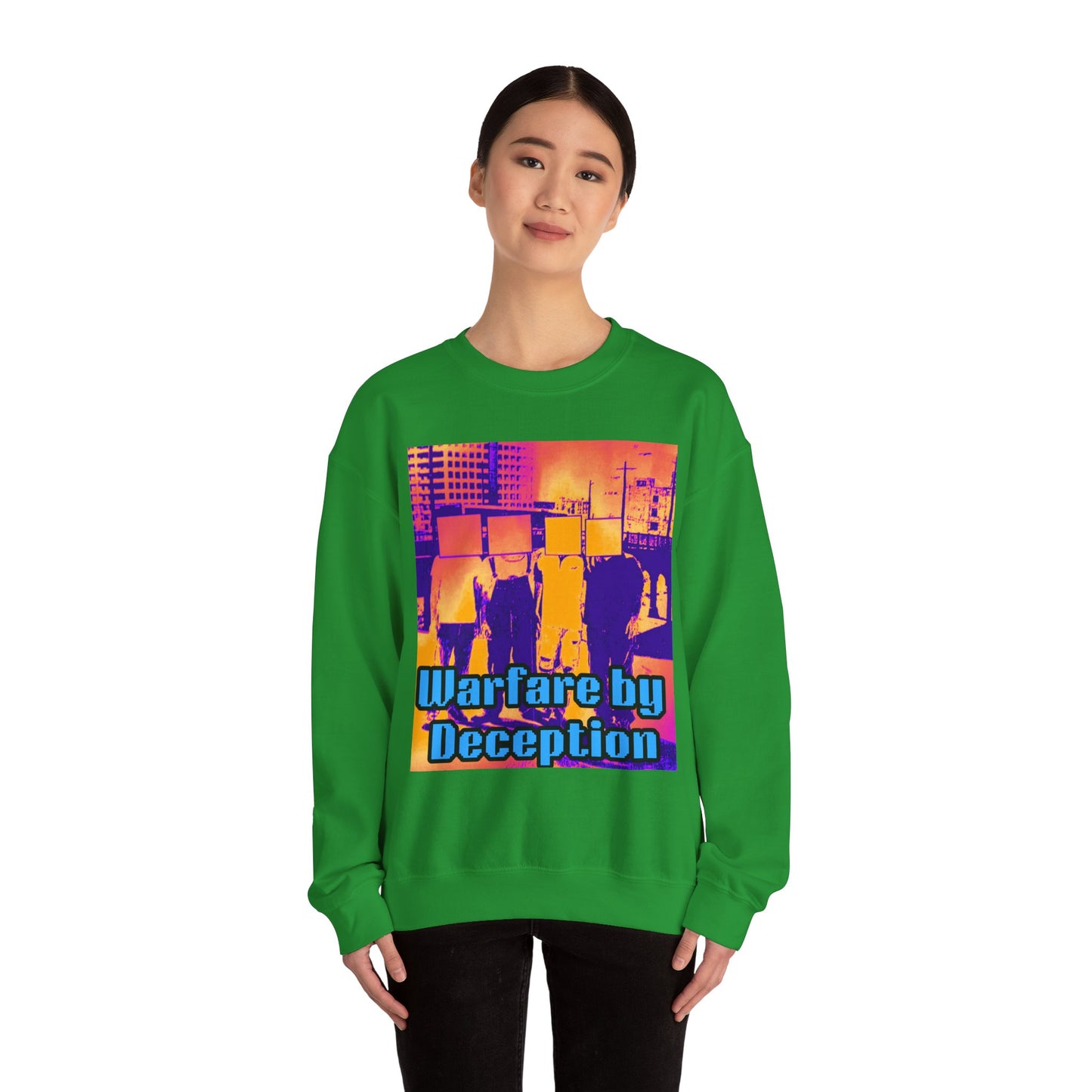 'Warfare by Deception Cozy Crewneck, Unisex Casual Wear, Streetwear, Gift for Artists, Layering
