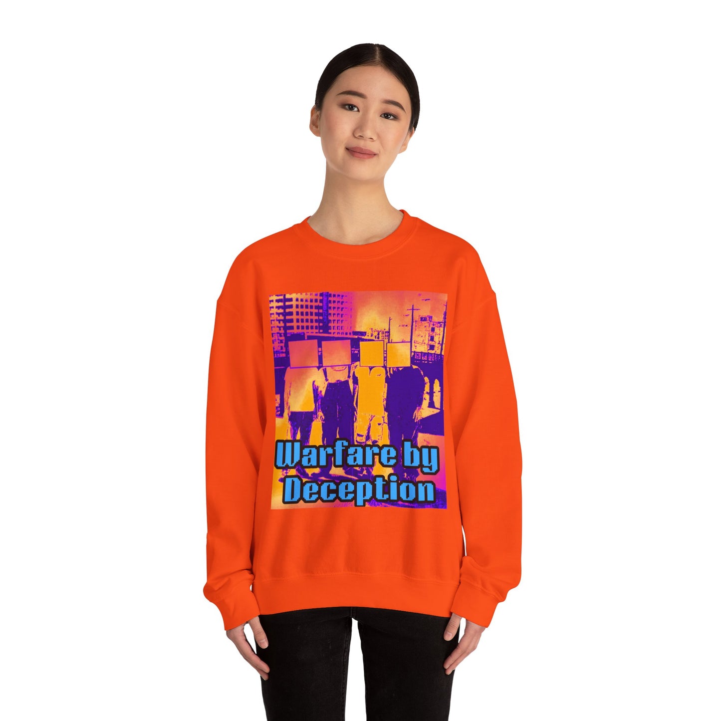 'Warfare by Deception Cozy Crewneck, Unisex Casual Wear, Streetwear, Gift for Artists, Layering