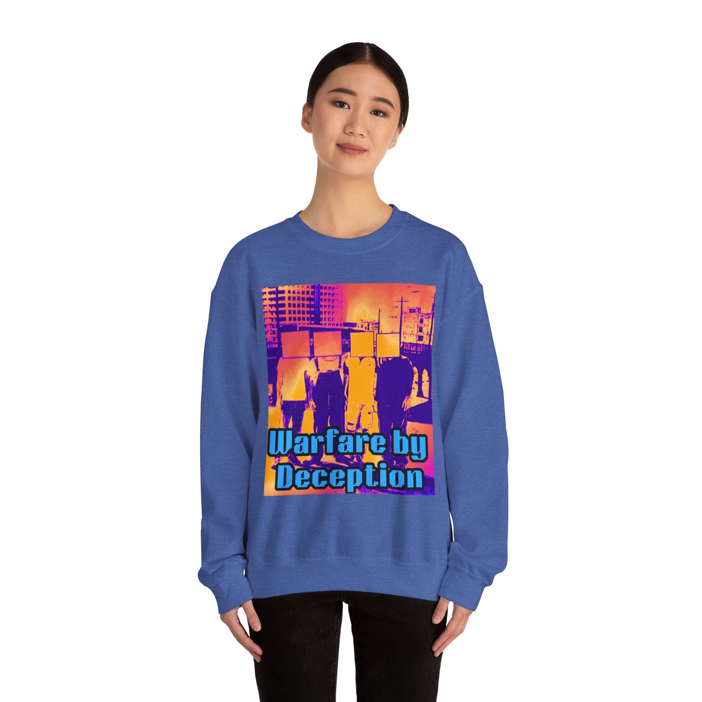 'Warfare by Deception Cozy Crewneck, Unisex Casual Wear, Streetwear, Gift for Artists, Layering